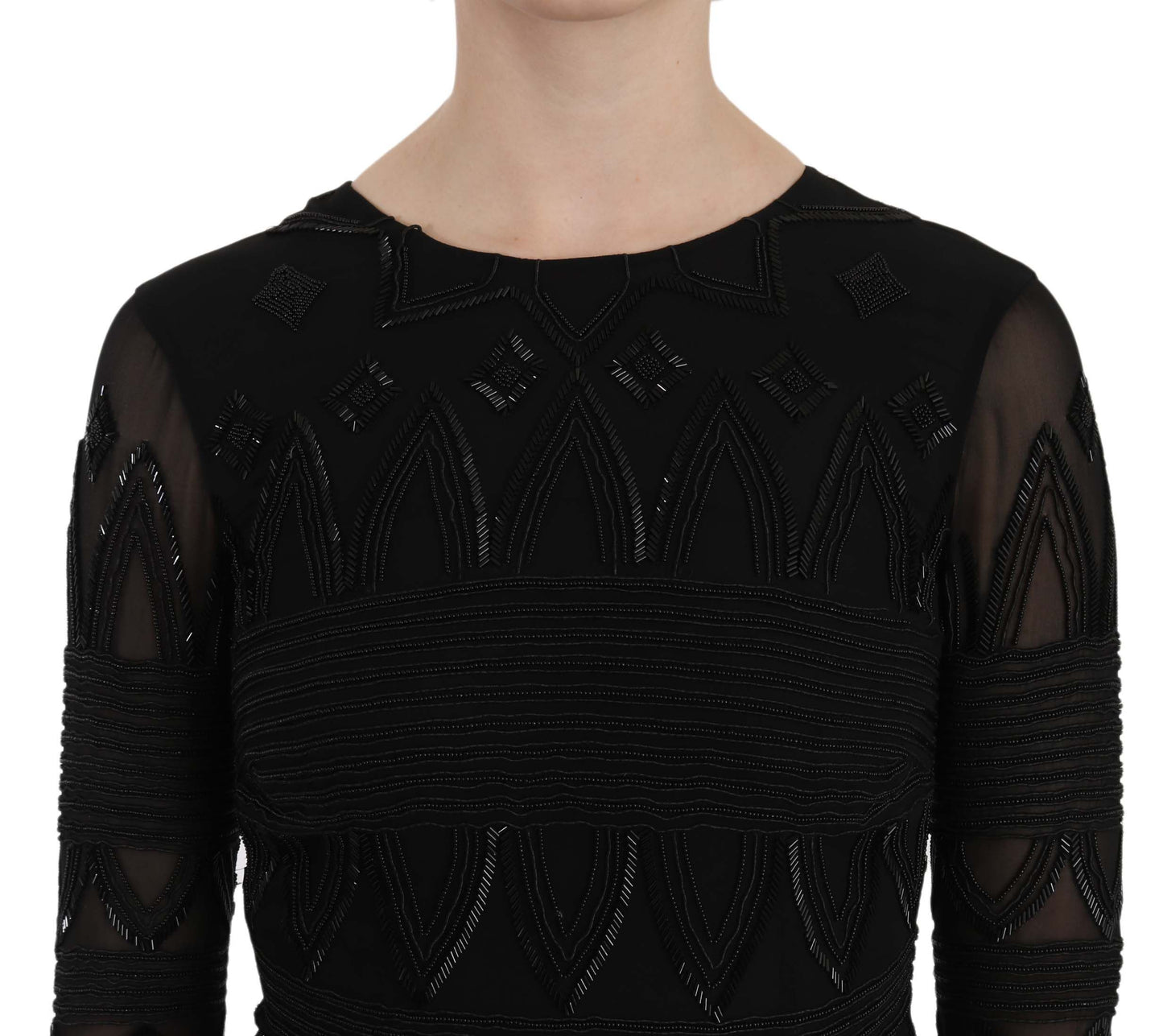 Robe courte droite en soie noire à paillettes John Richmond
