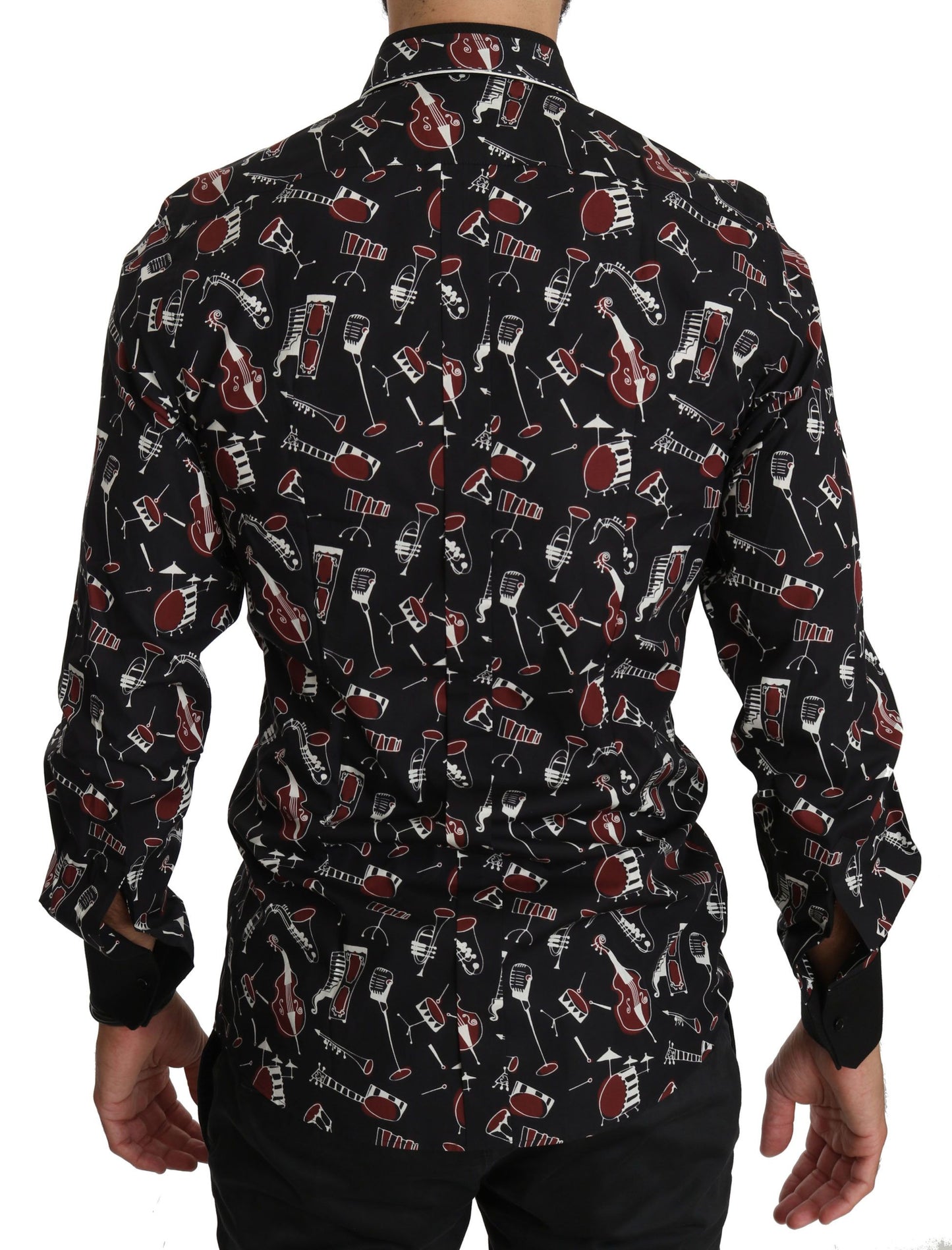 Chemise slim noire à motif instrument de musique Dolce & Gabbana