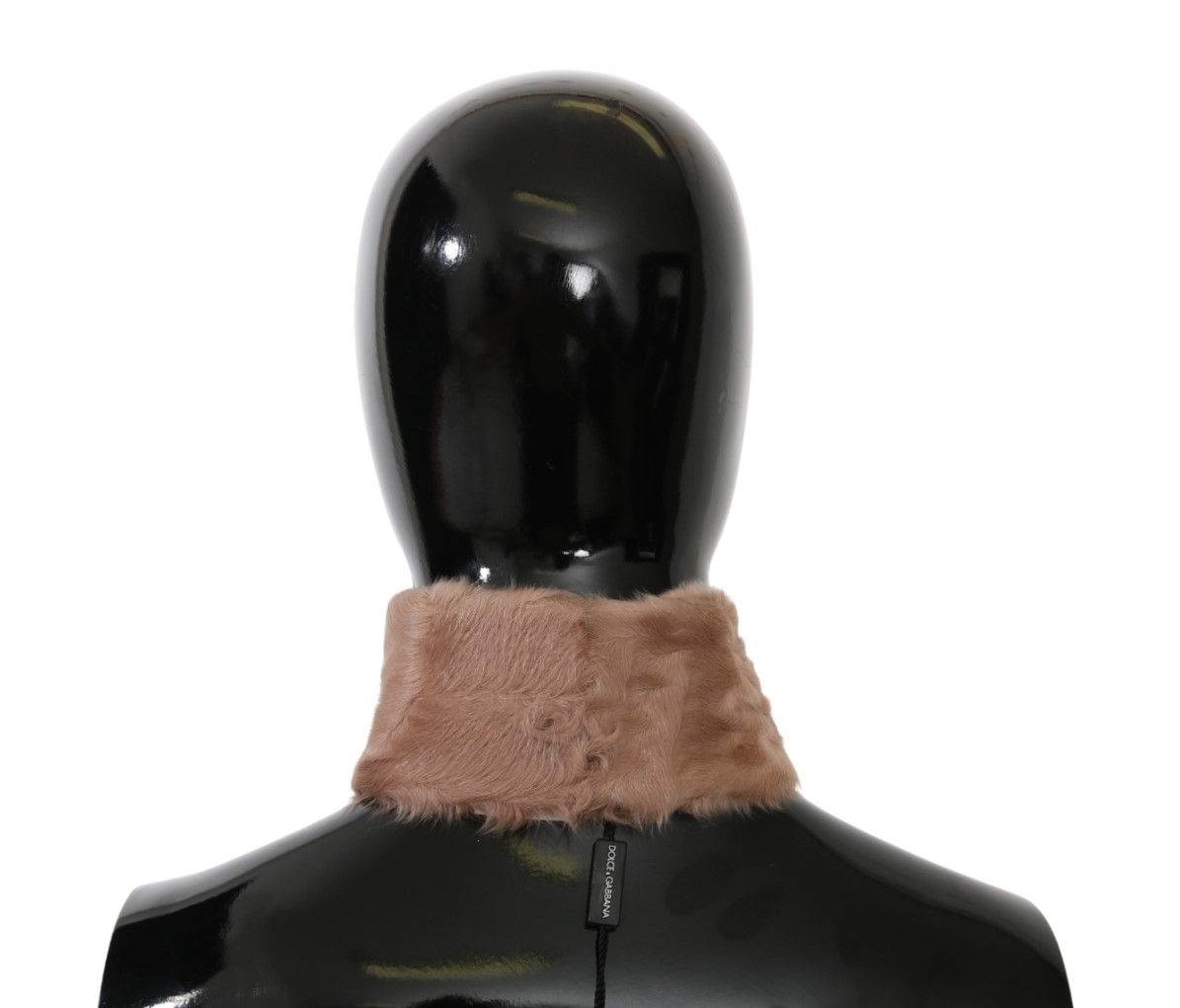 Écharpe en cuir d'agneau beige à col en fourrure Dolce & Gabbana