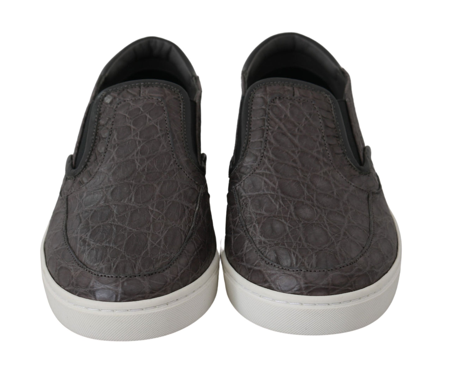 Mocassins plats en cuir gris Dolce & Gabbana pour homme