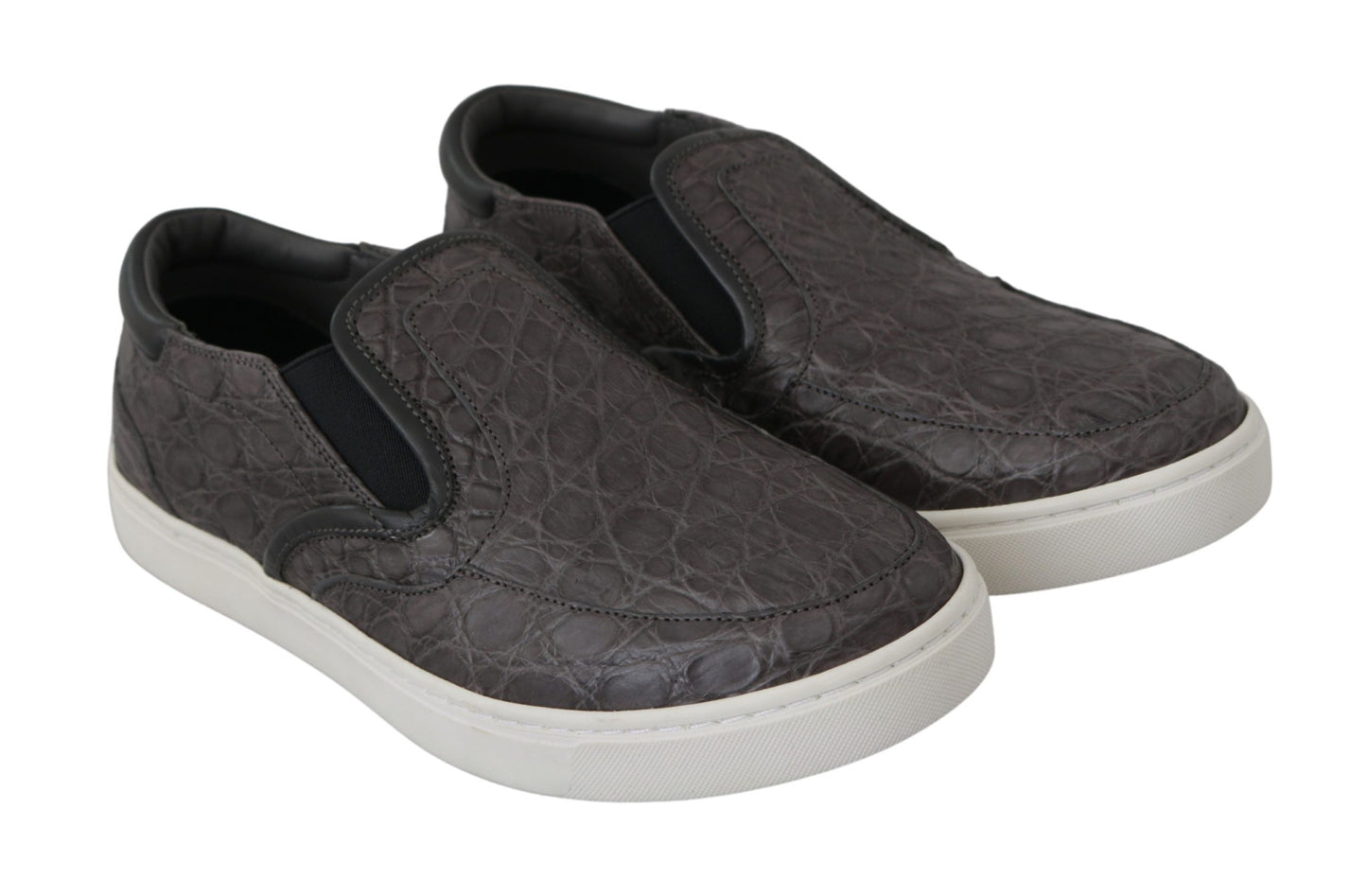 Mocassins plats en cuir gris Dolce & Gabbana pour homme