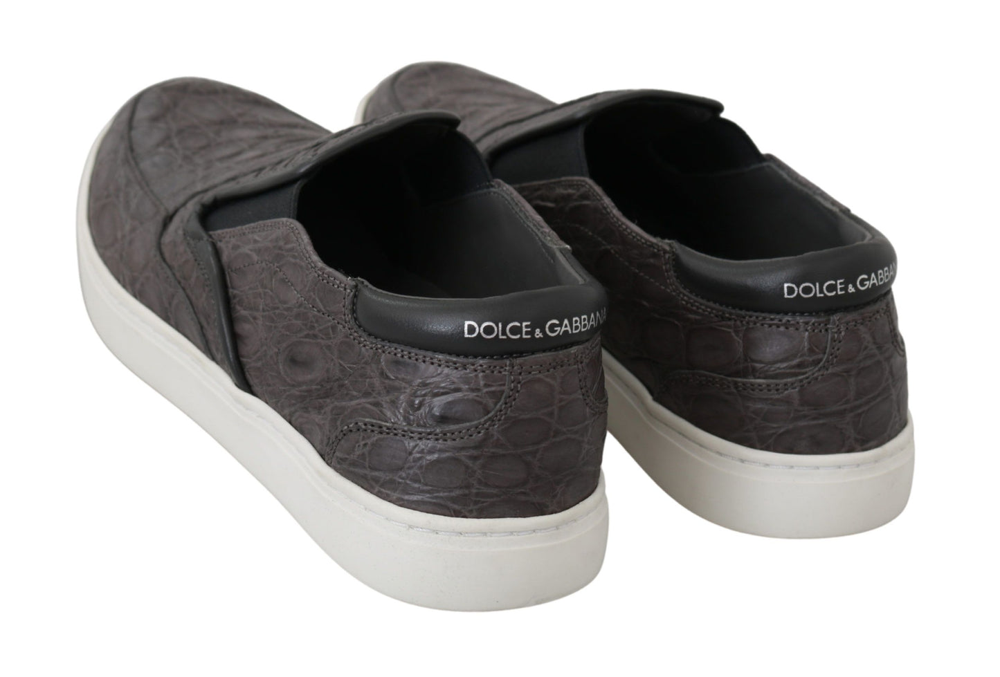 Mocassins plats en cuir gris Dolce & Gabbana pour homme