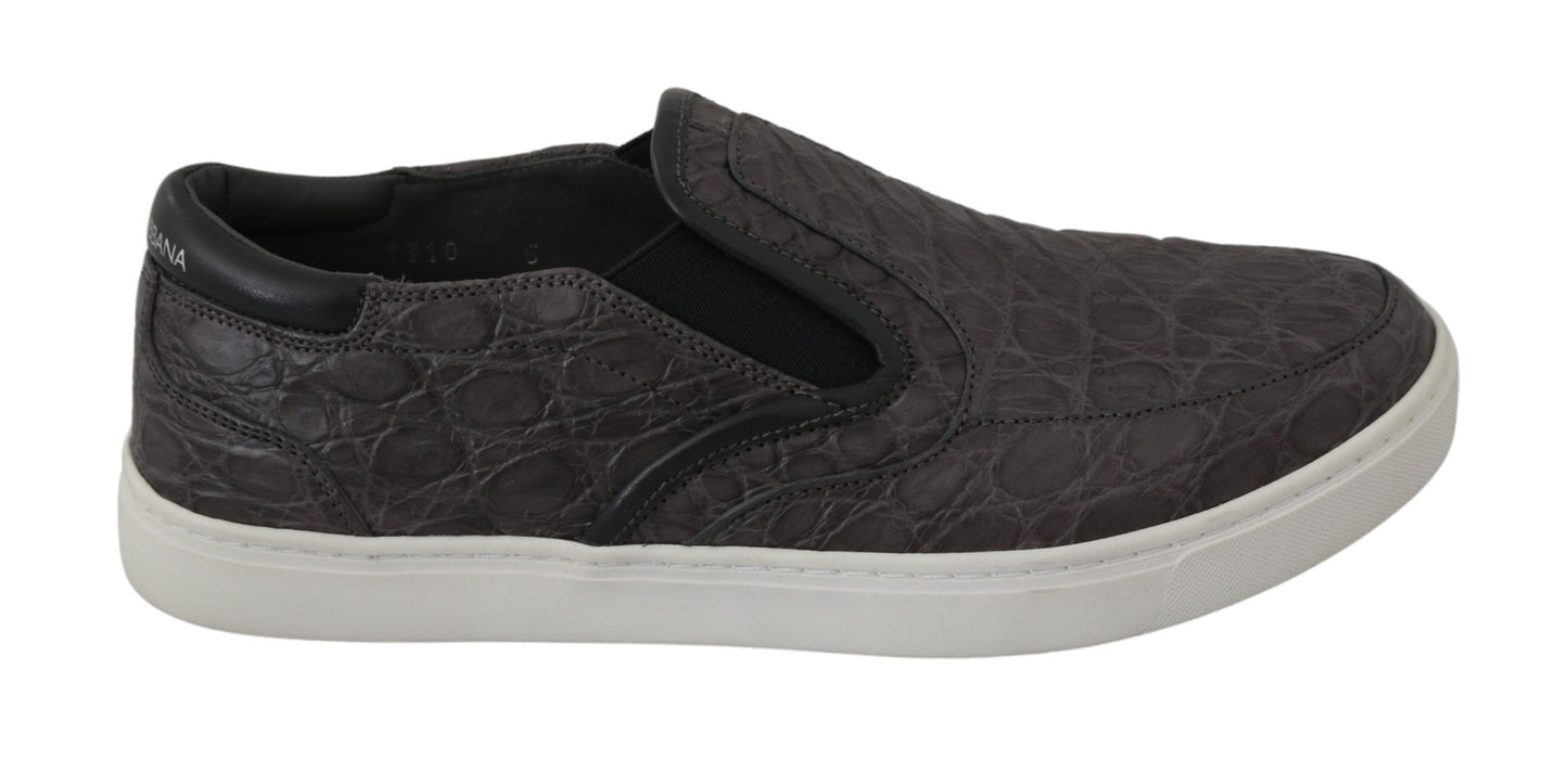 Mocassins plats en cuir gris Dolce & Gabbana pour homme