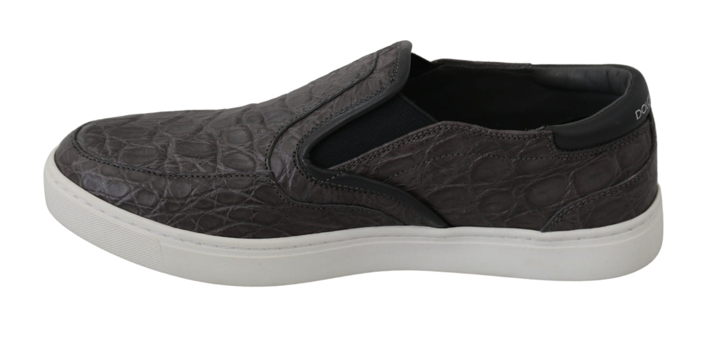 Mocassins plats en cuir gris Dolce & Gabbana pour homme