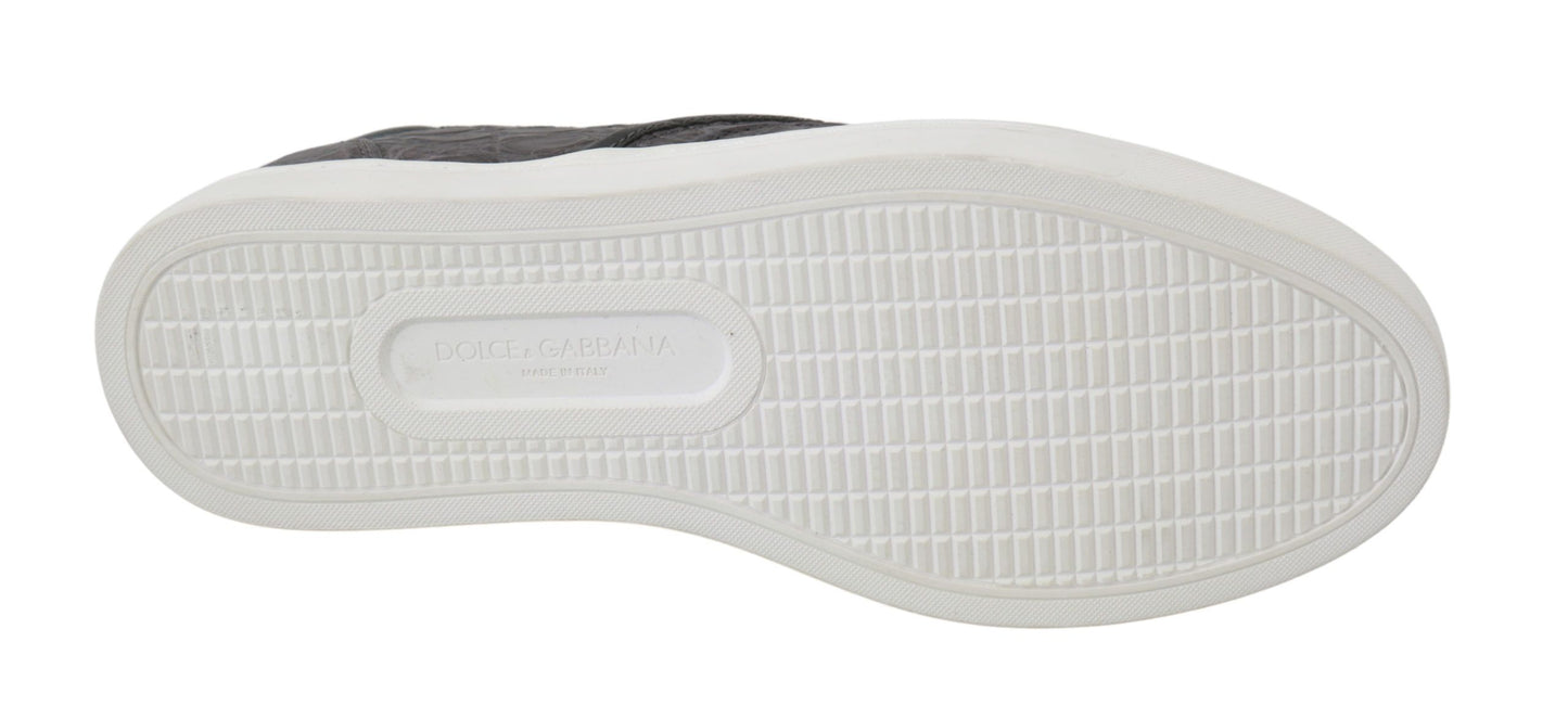 Mocassins plats en cuir gris Dolce & Gabbana pour homme
