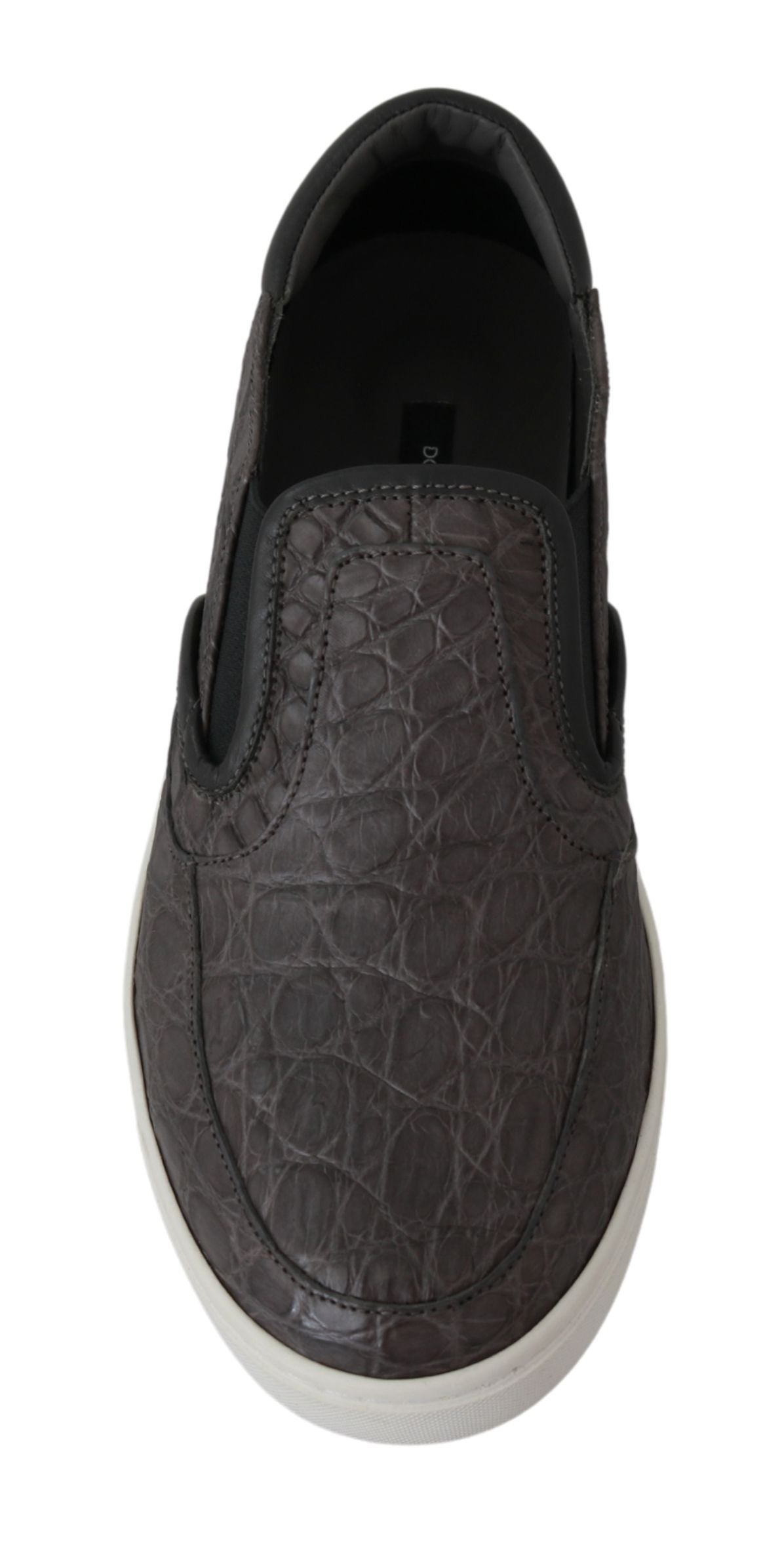 Mocassins plats en cuir gris Dolce & Gabbana pour homme