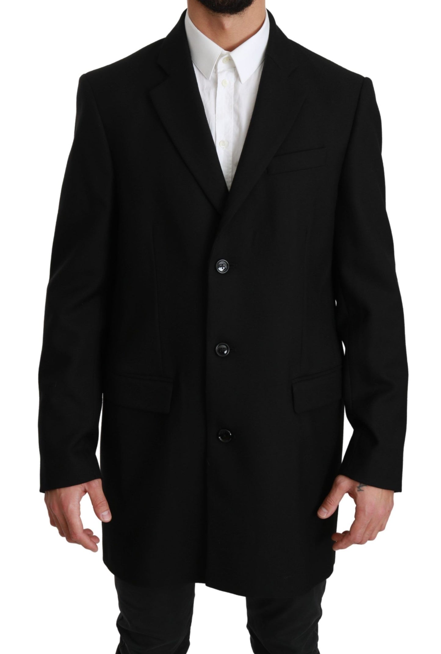 Dolce & Gabbana Veste Manteau Blazer Noir 100% Laine