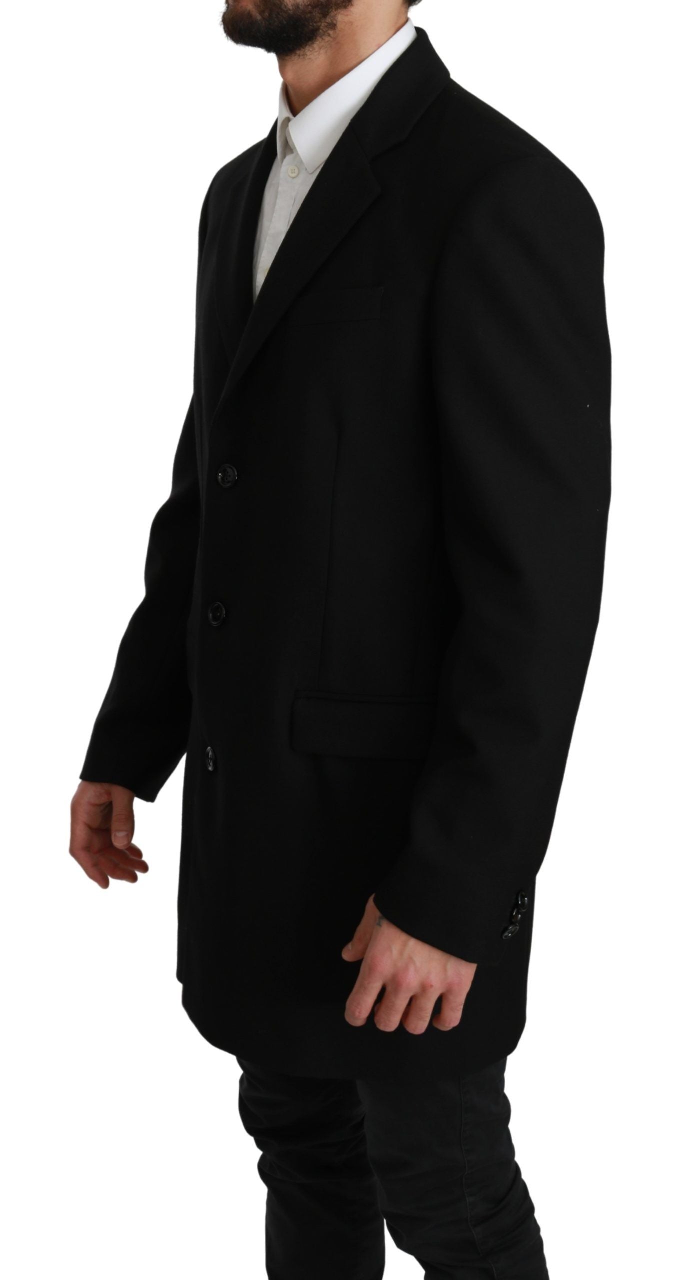 Dolce & Gabbana Veste Manteau Blazer Noir 100% Laine
