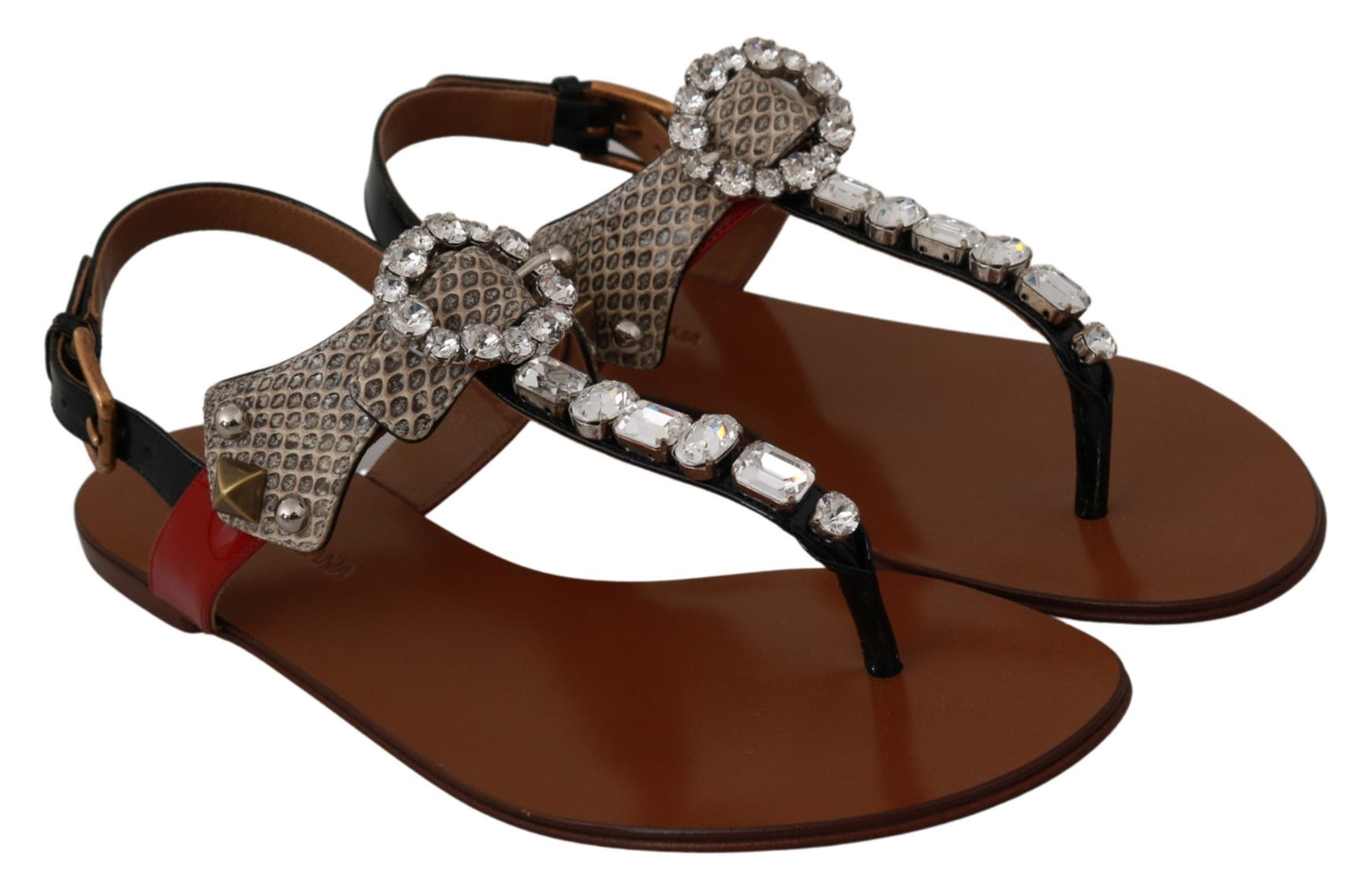 Sandales en cuir et cristaux Dolce & Gabbana