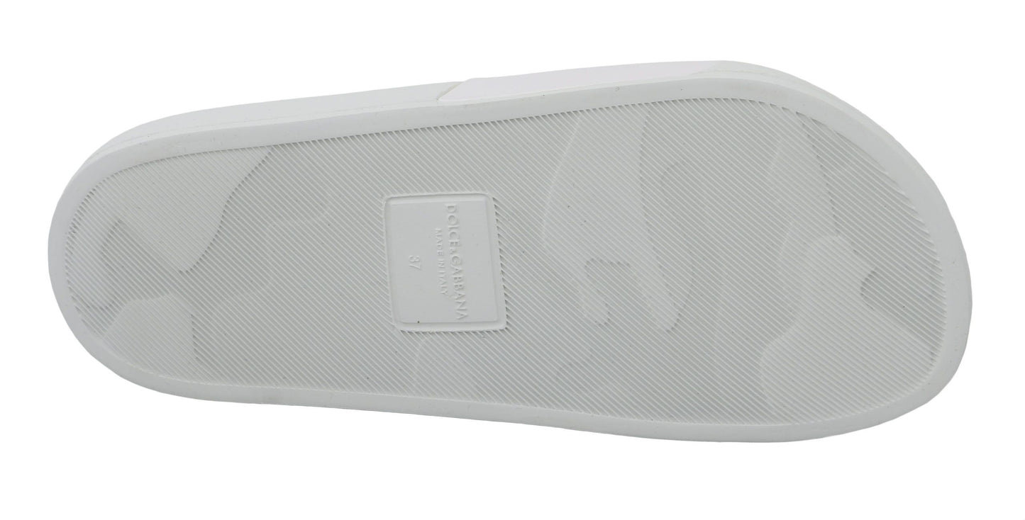 Sandales à enfiler Dolce & Gabbana en cuir blanc #dgfamily