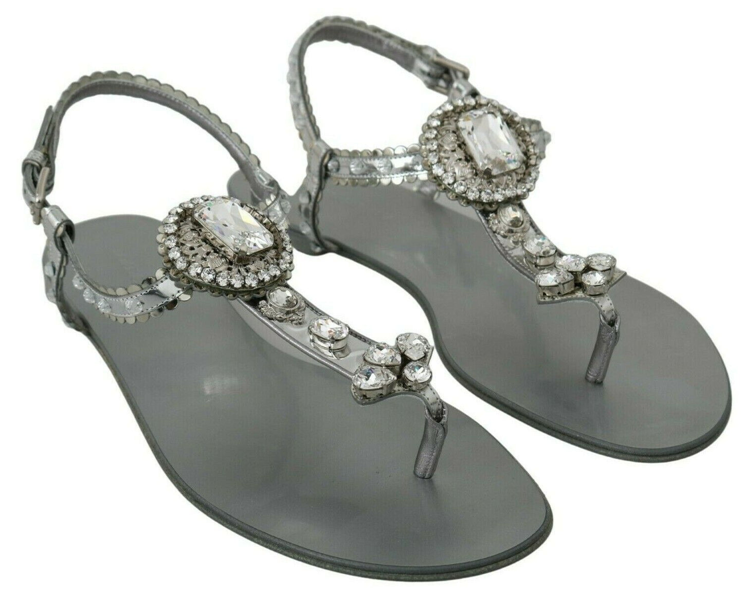 Sandales et tongs Dolce & Gabbana en cristal argenté