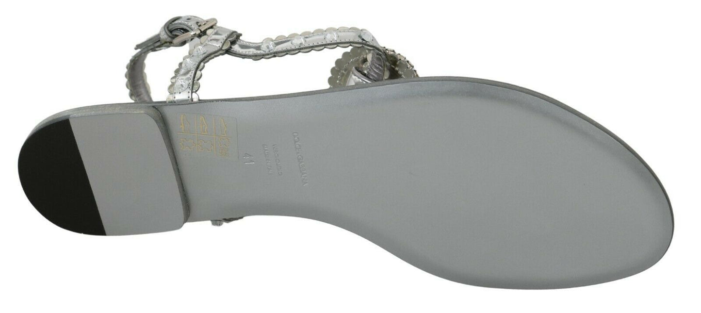 Sandales et tongs Dolce & Gabbana en cristal argenté