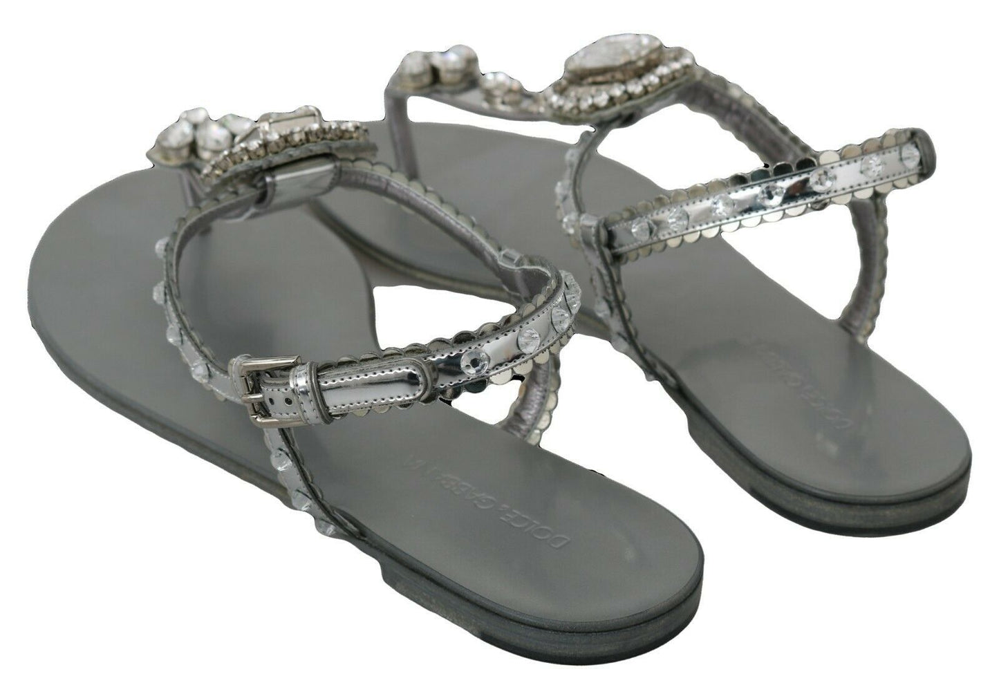 Sandales et tongs Dolce & Gabbana en cristal argenté