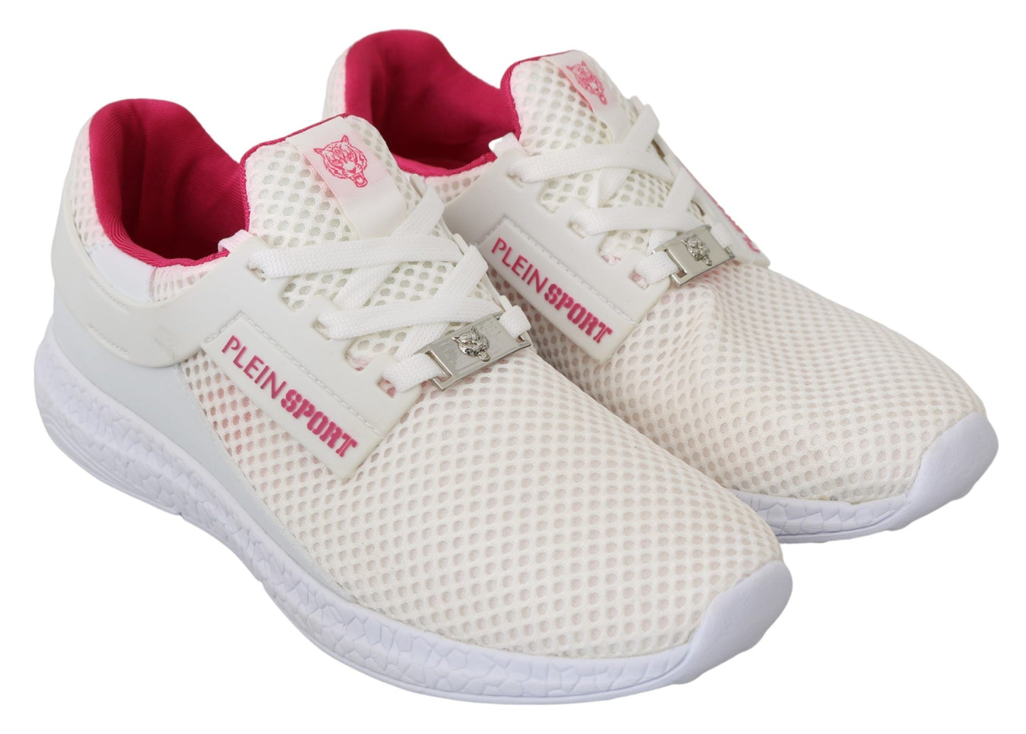Baskets Becky blanches et roses en polyester Philipp Plein