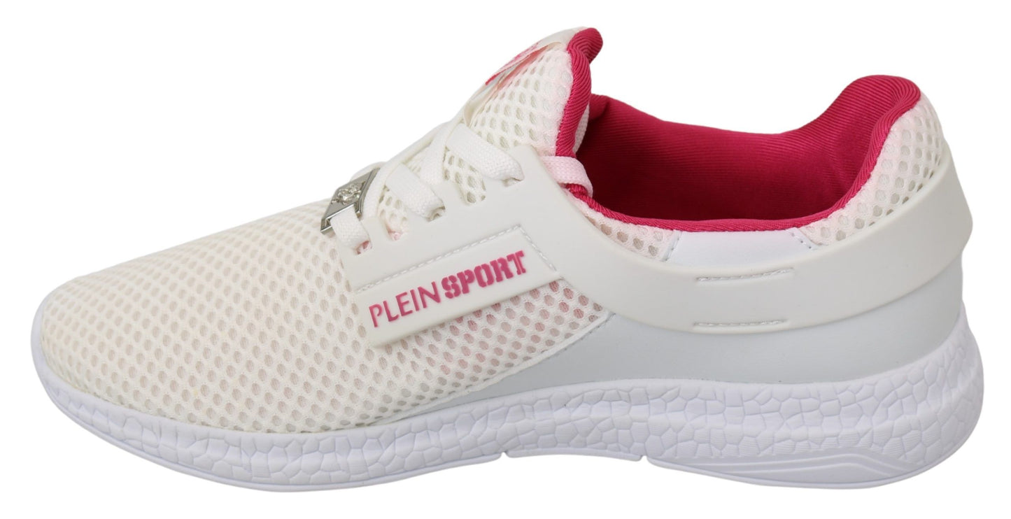 Baskets Becky blanches et roses en polyester Philipp Plein