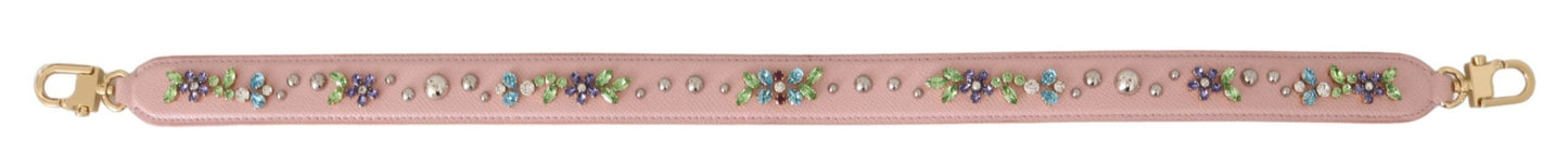 Bandoulière accessoire en cuir rose Dolce & Gabbana avec clous en cristal