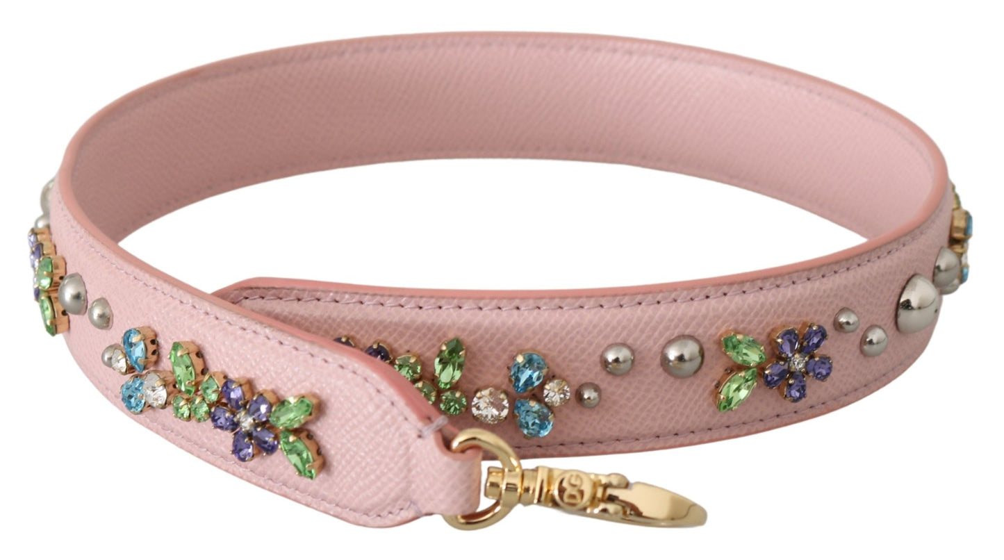 Bandoulière accessoire en cuir rose Dolce & Gabbana avec clous en cristal