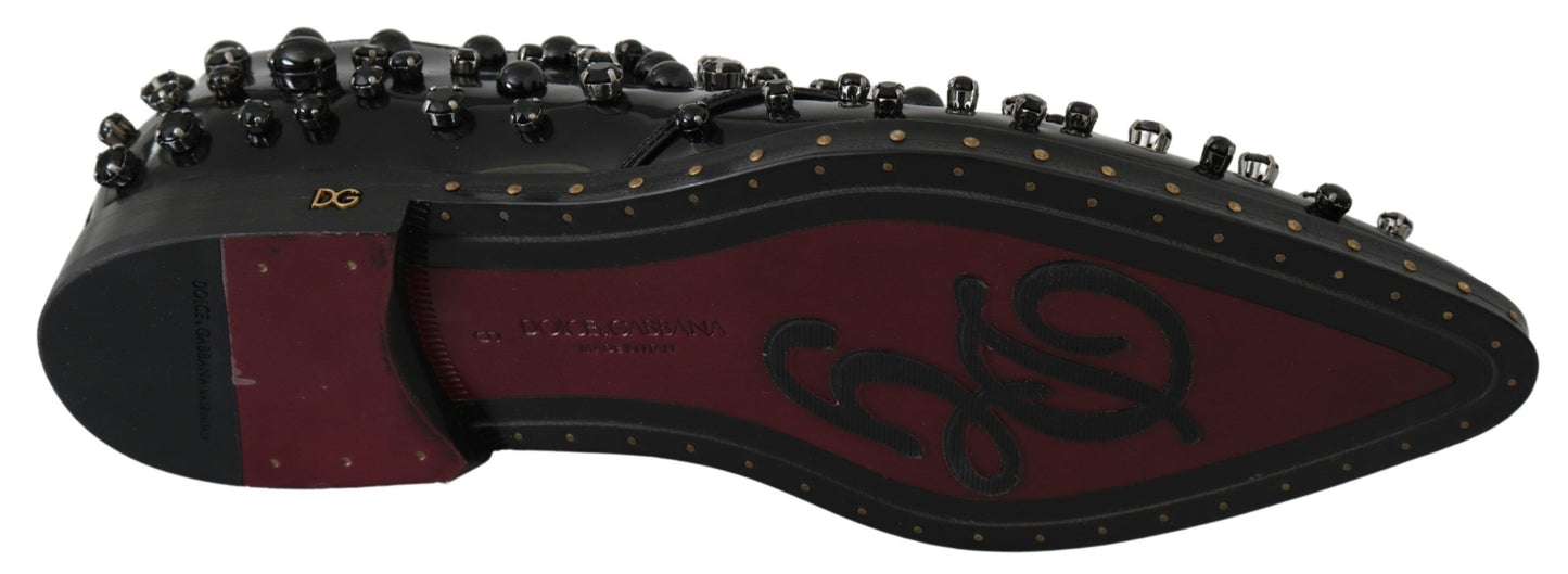 Chaussures habillées en cuir noir Dolce & Gabbana avec cristaux