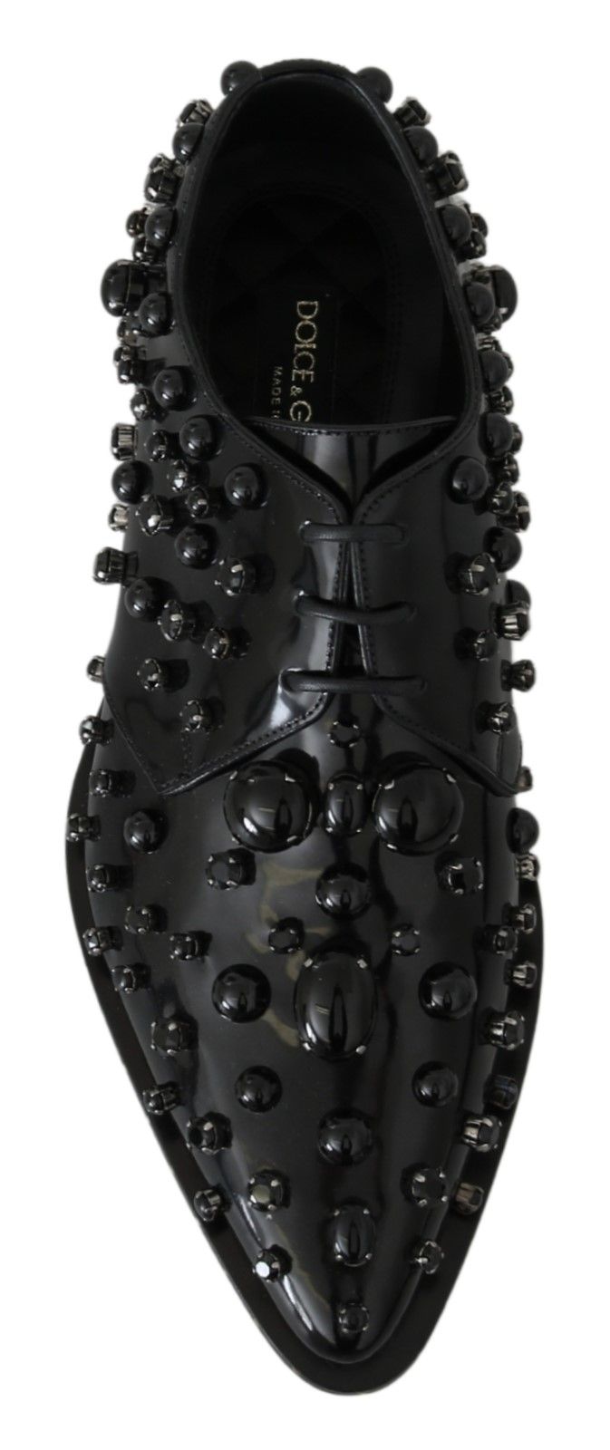 Chaussures habillées en cuir noir Dolce & Gabbana avec cristaux