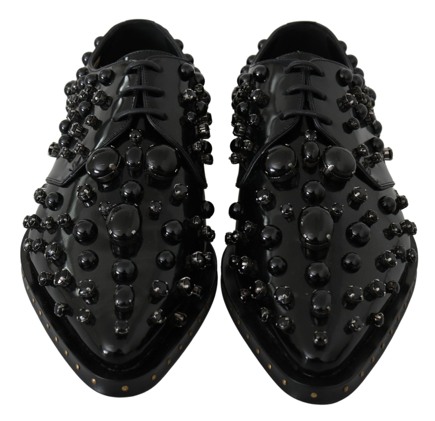 Chaussures habillées en cuir noir Dolce & Gabbana avec cristaux