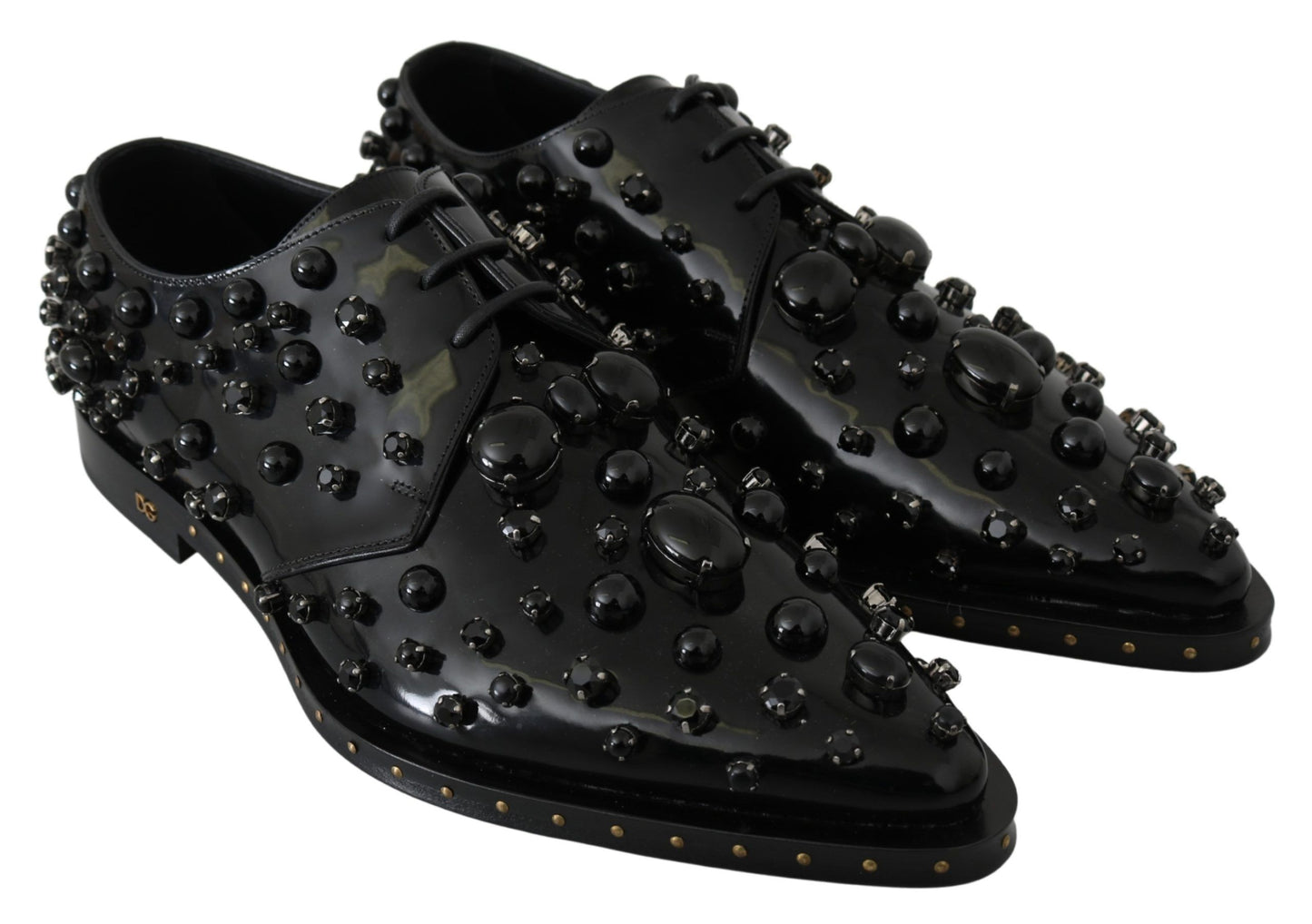 Chaussures habillées en cuir noir Dolce & Gabbana avec cristaux