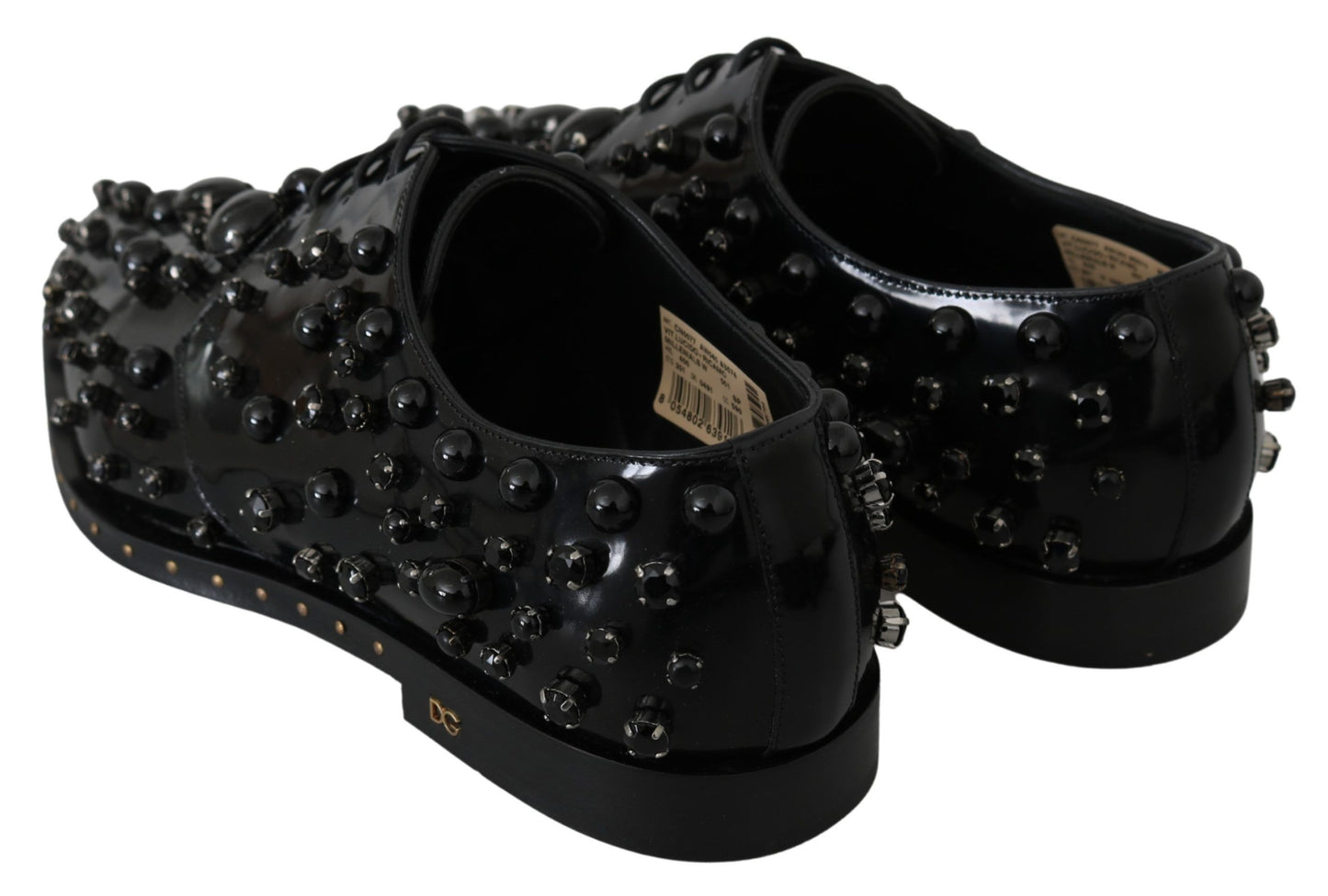 Chaussures habillées en cuir noir Dolce & Gabbana avec cristaux