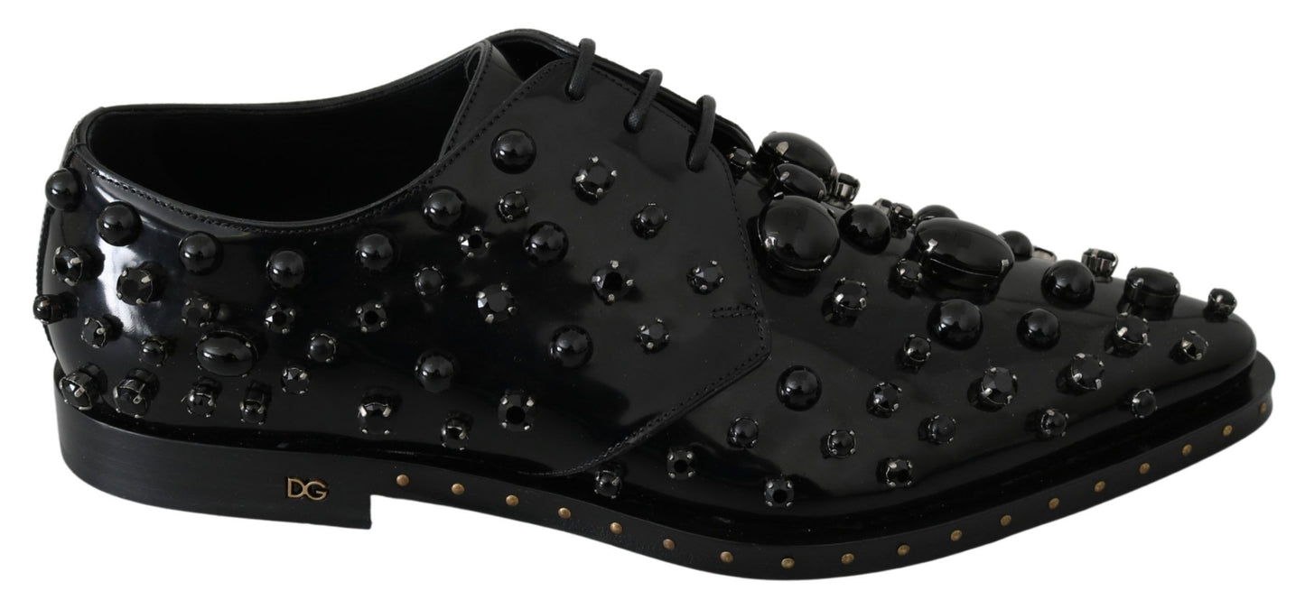 Chaussures habillées en cuir noir Dolce & Gabbana avec cristaux