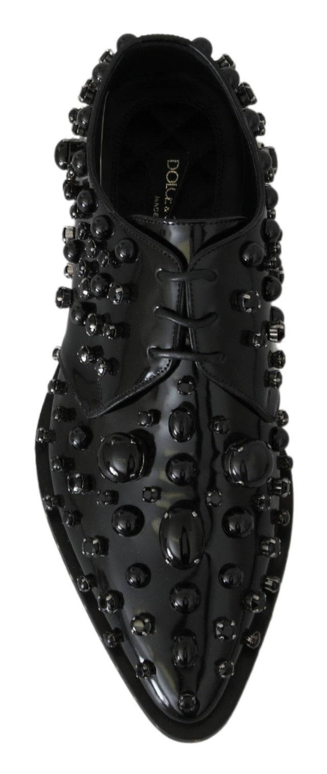 Chaussures habillées en cuir noir Dolce & Gabbana avec cristaux