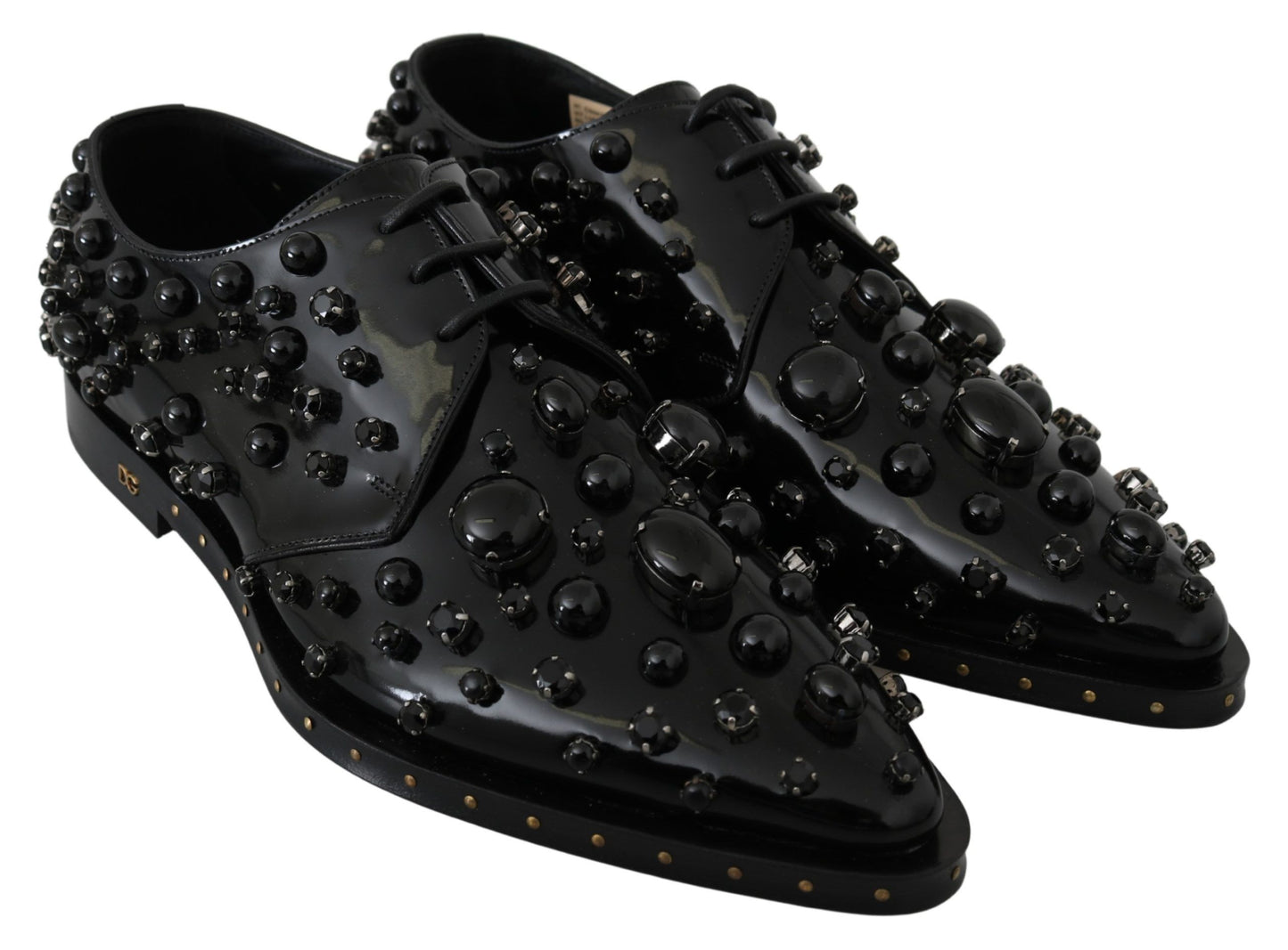 Chaussures habillées en cuir noir Dolce & Gabbana avec cristaux