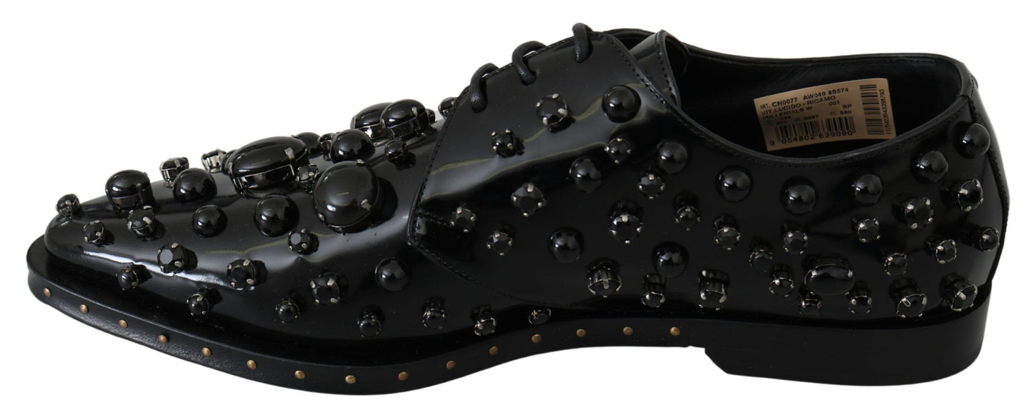 Chaussures habillées en cuir noir Dolce & Gabbana avec cristaux