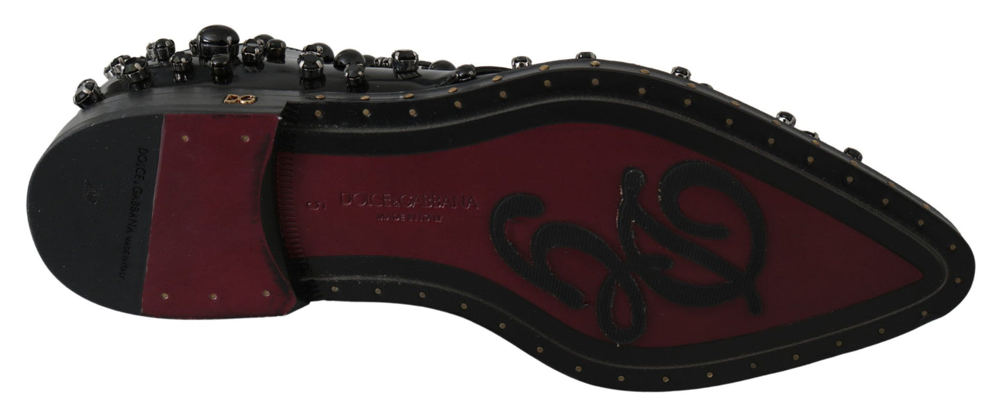 Chaussures habillées en cuir noir Dolce & Gabbana avec cristaux