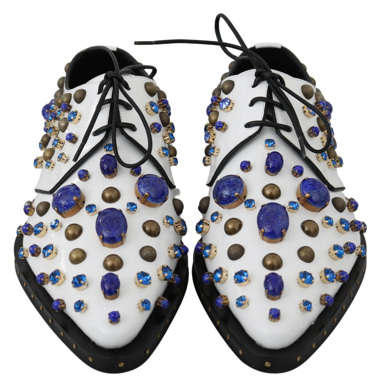 Chaussures Brogue en cuir blanc à cristaux Dolce & Gabbana