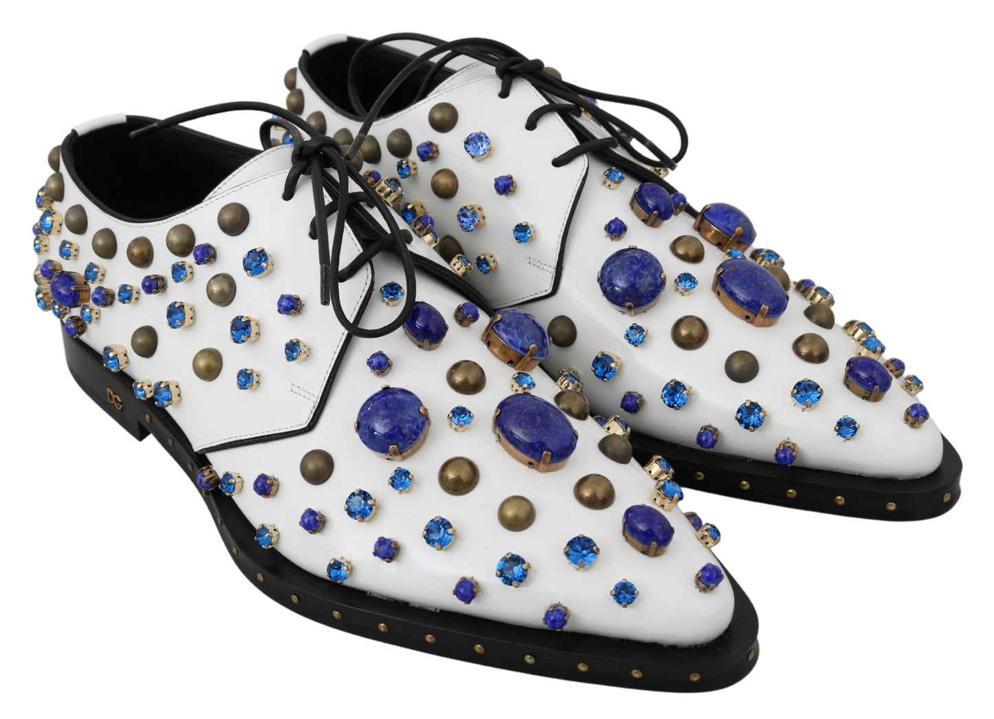 Chaussures Brogue en cuir blanc à cristaux Dolce & Gabbana
