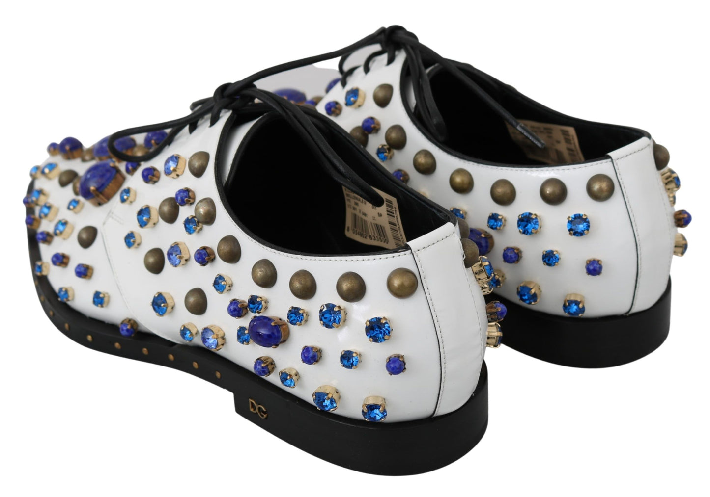 Chaussures Brogue en cuir blanc à cristaux Dolce & Gabbana
