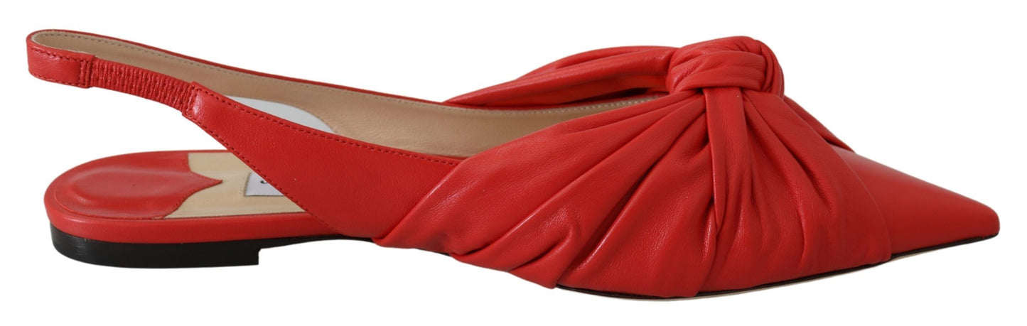 Jimmy Choo – Schicke, rote Leder-Ballerinas mit spitzer Zehenpartie