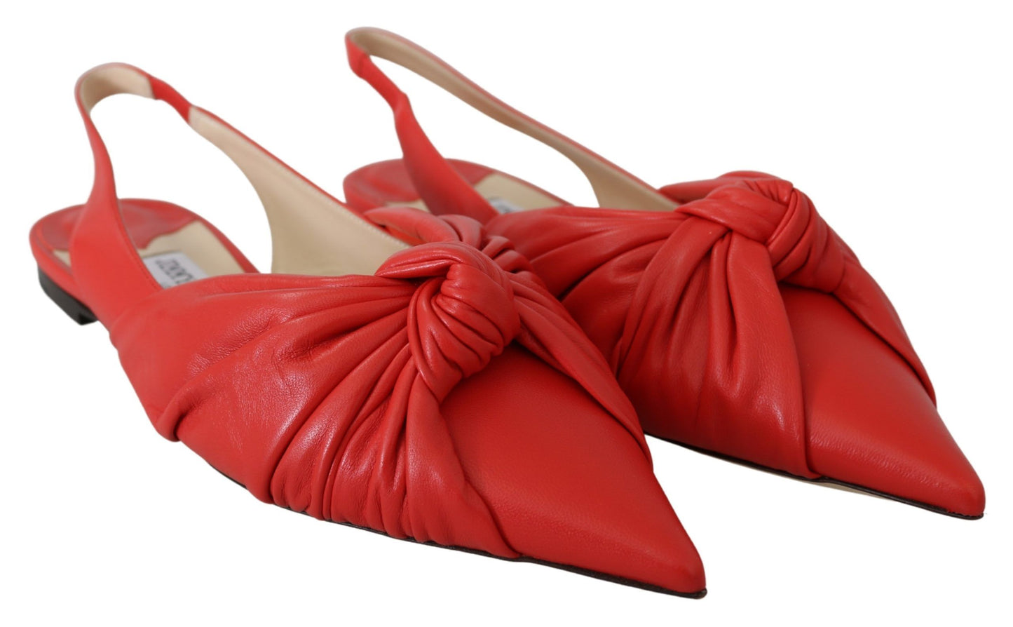 Jimmy Choo – Schicke, rote Leder-Ballerinas mit spitzer Zehenpartie
