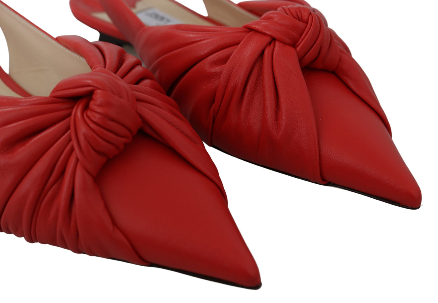 Jimmy Choo – Schicke, rote Leder-Ballerinas mit spitzer Zehenpartie