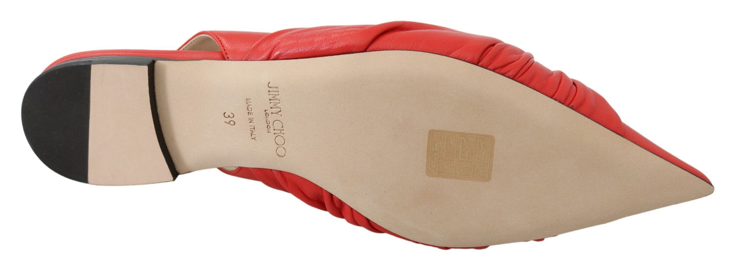 Jimmy Choo – Schicke, rote Leder-Ballerinas mit spitzer Zehenpartie