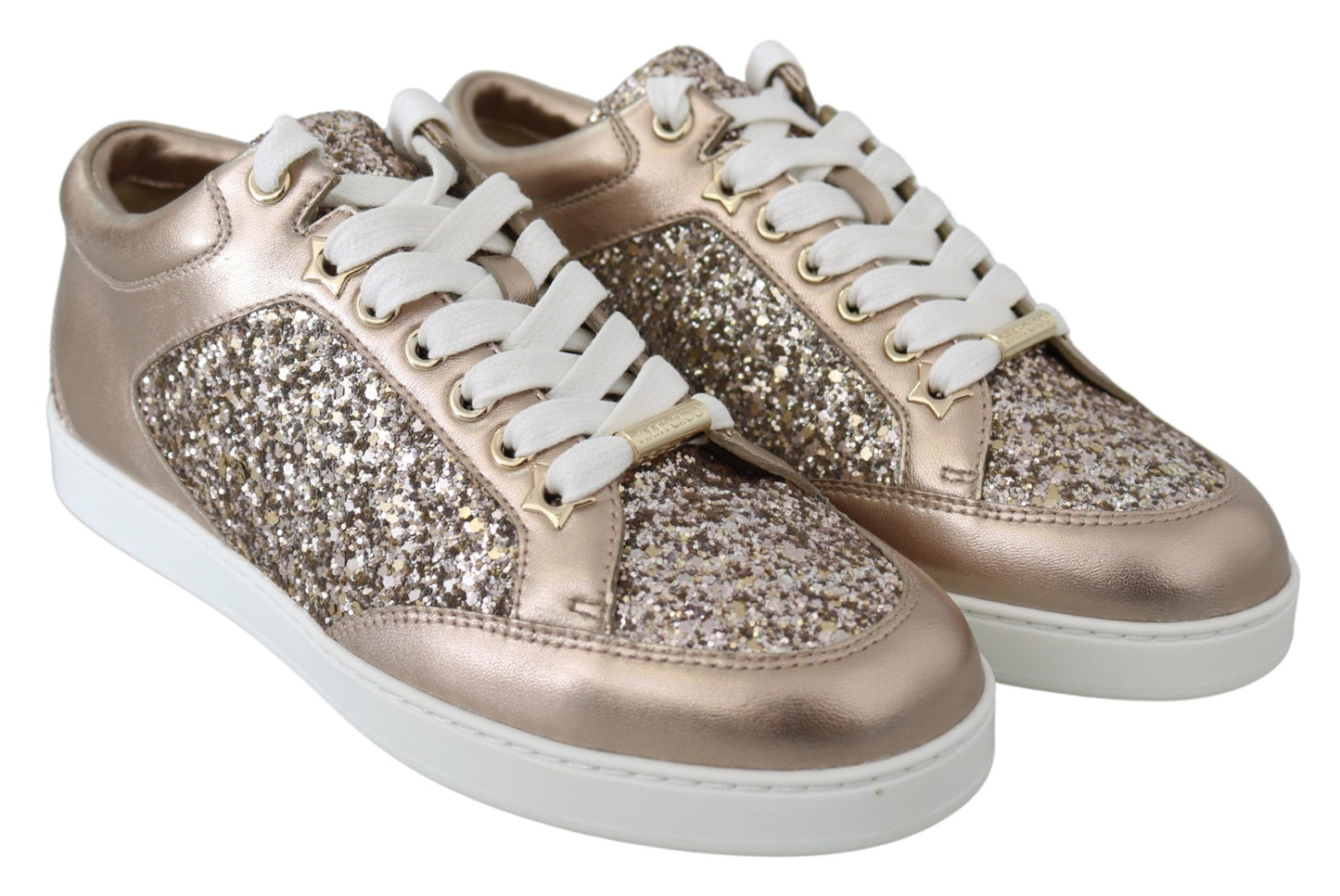 Jimmy Choo Ballett-Sneakers aus glitzerndem Leder in Rosa