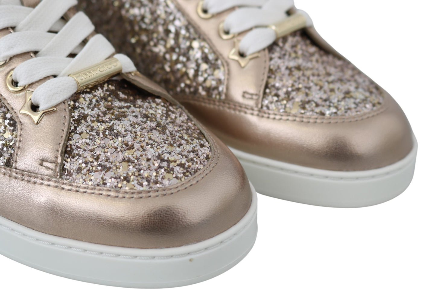Jimmy Choo Ballett-Sneakers aus glitzerndem Leder in Rosa