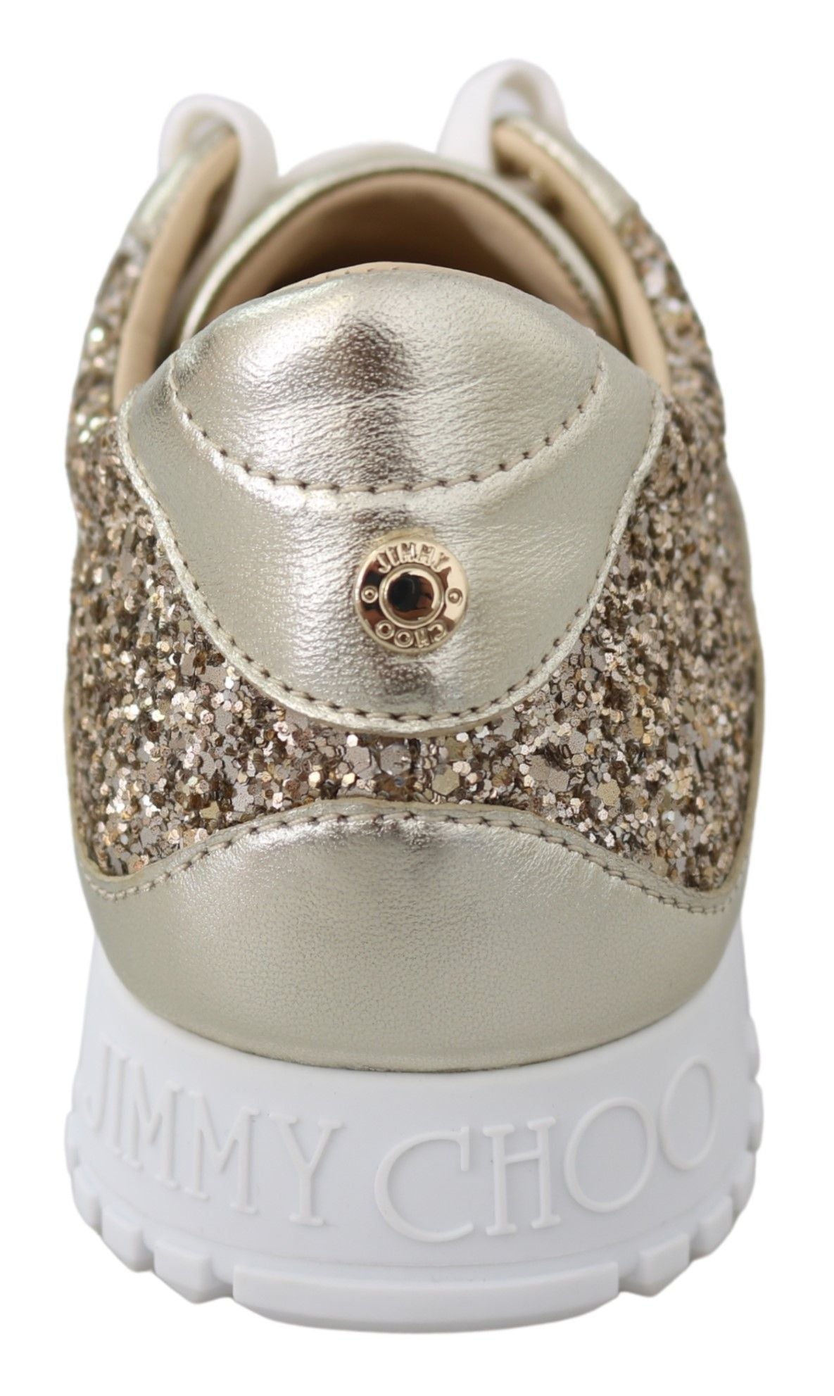 Jimmy Choo Ledersneaker in Antikgold mit Glitzer
