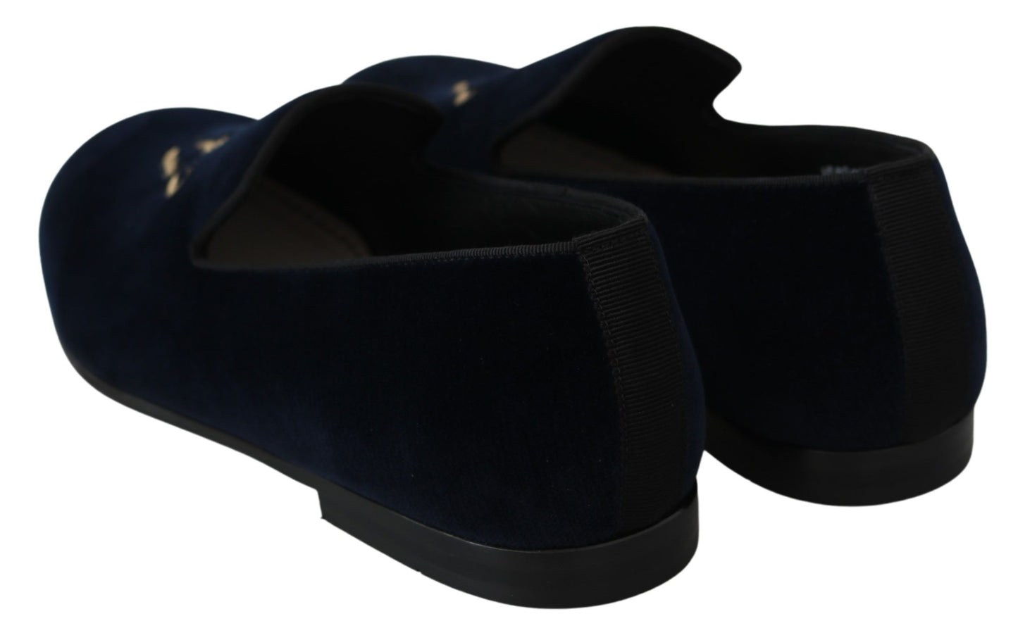 Mocassins Dolce & Gabbana en velours bleu avec logo doré