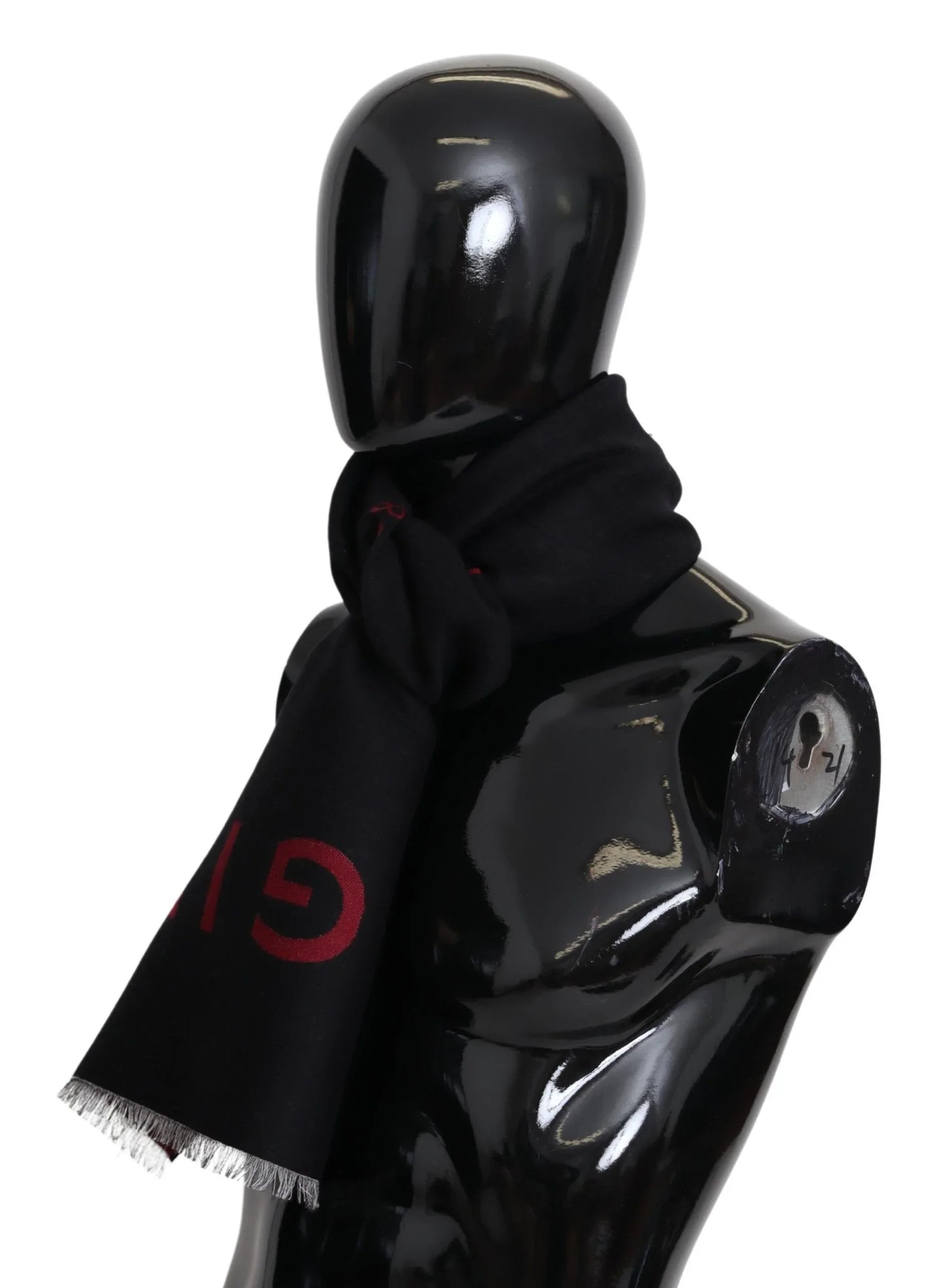 Givenchy Schwarz Rot Wolle Unisex Winter Warm Wickelschal Schal