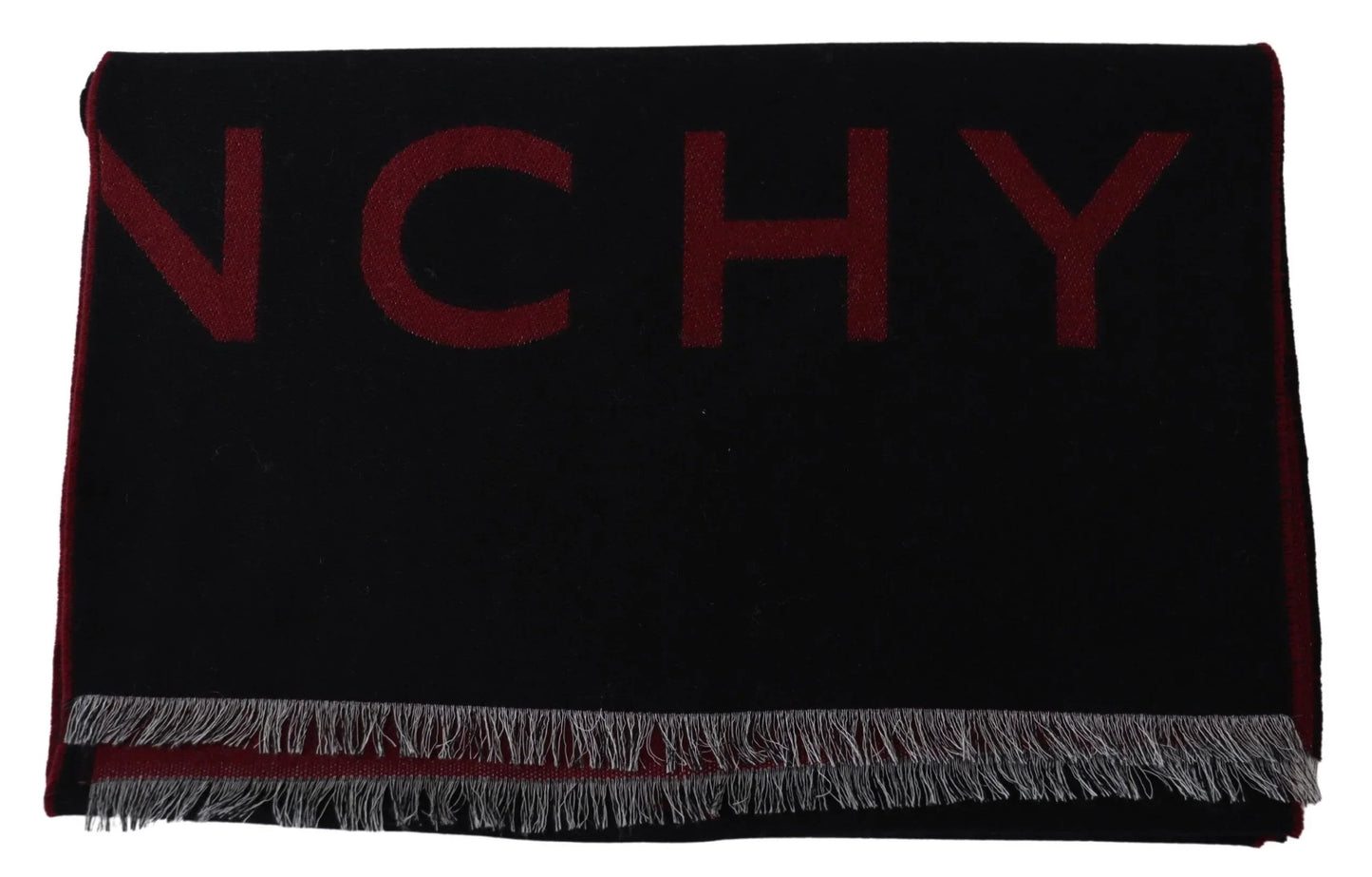 Givenchy Schwarz Rot Wolle Unisex Winter Warm Wickelschal Schal