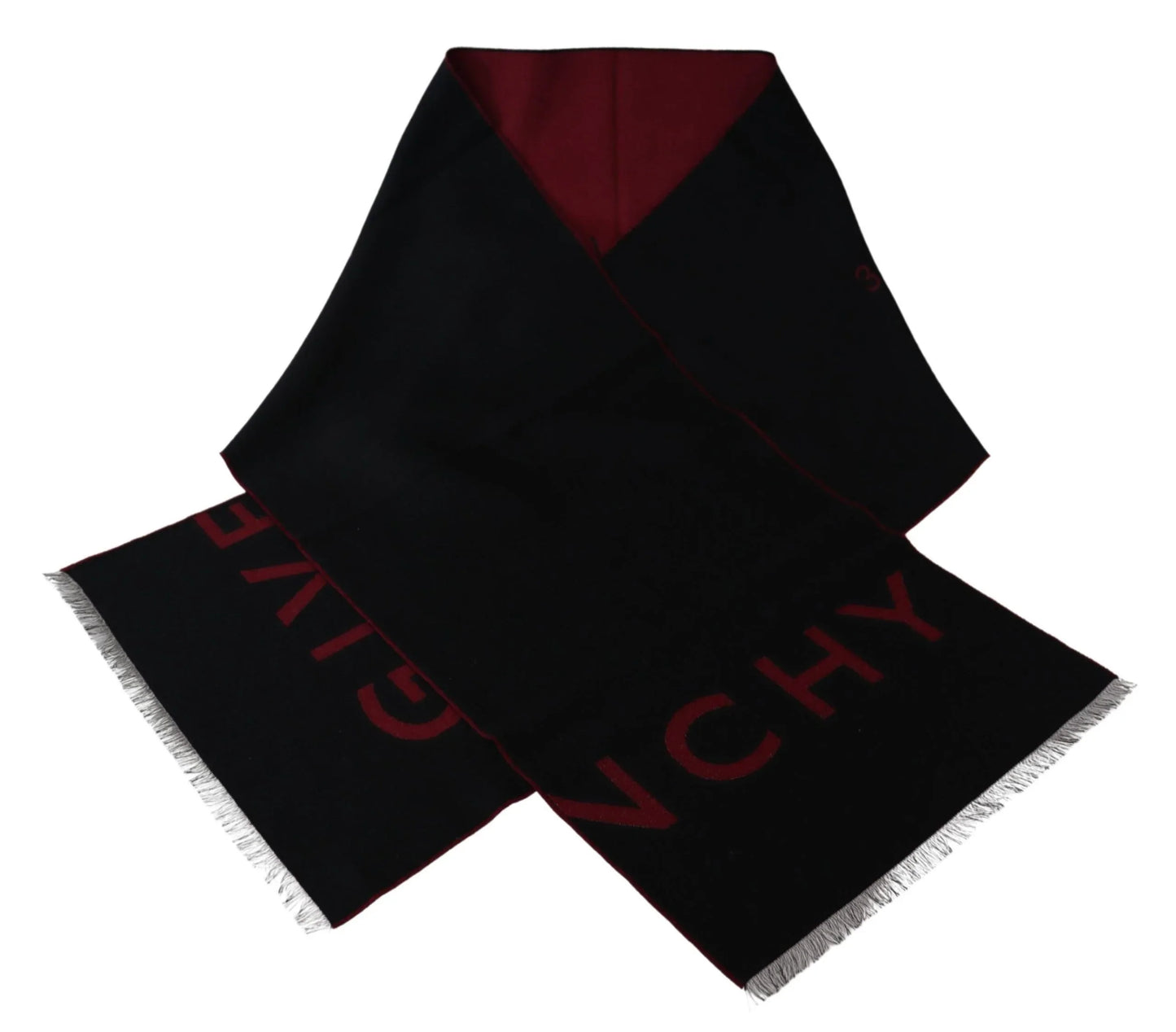 Givenchy Schwarz Rot Wolle Unisex Winter Warm Wickelschal Schal