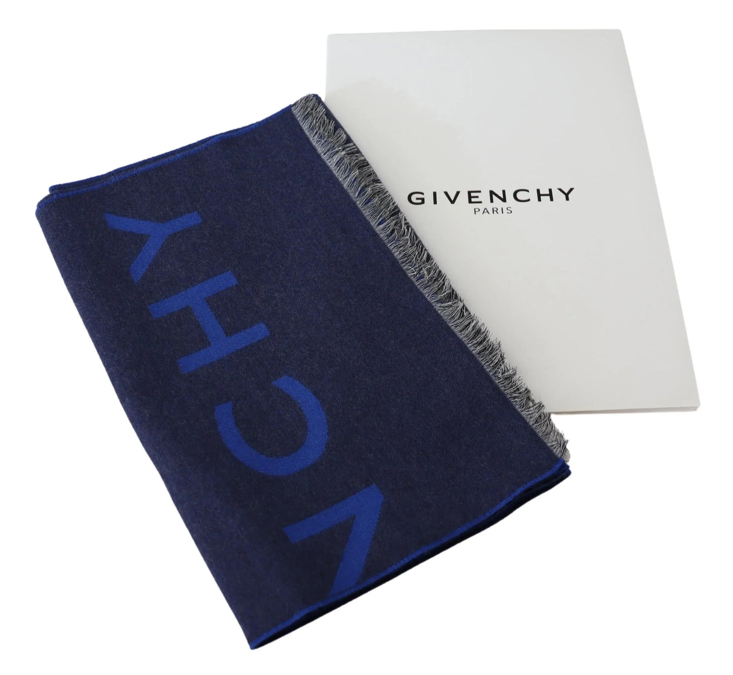 Givenchy Blauer Wollschal Unisex Winter Warmer Schal Wickelschal