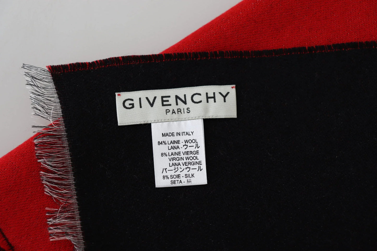 Givenchy Rot Schwarz Wolle Unisex Winter Warm Schal Wickelschal