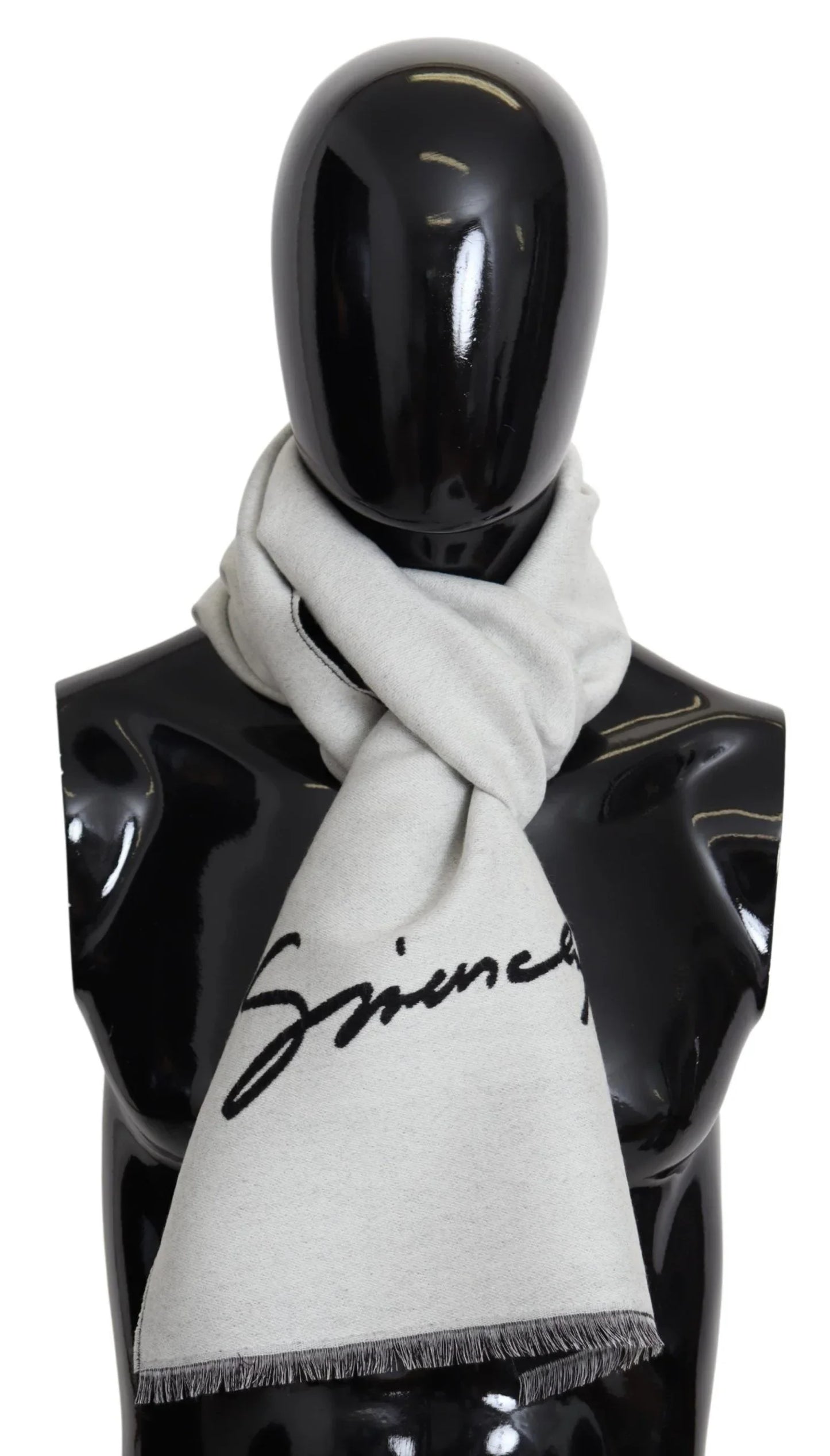 Givenchy Schwarz Weiß Wolle Unisex Winter Warm Schal Wickelschal