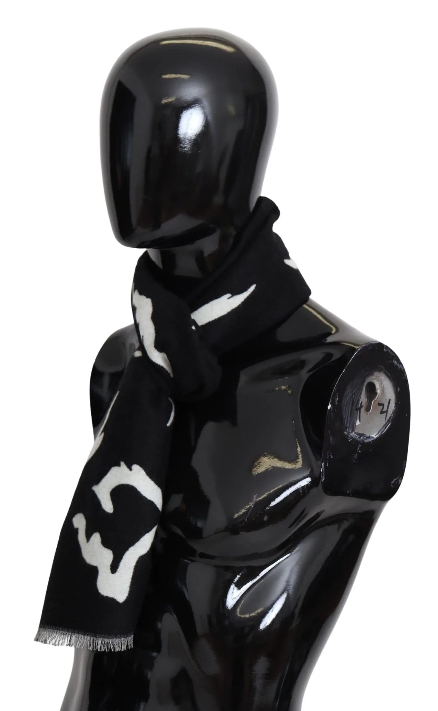 Givenchy Schwarz Weiß Wolle Unisex Winter Warm Schal Wickelschal