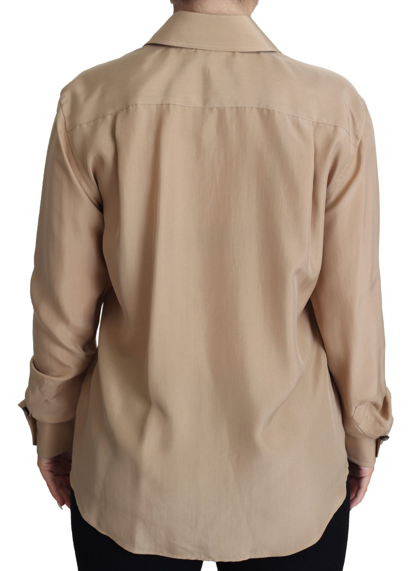 Chemise en soie beige Dolce & Gabbana avec boutons décoratifs